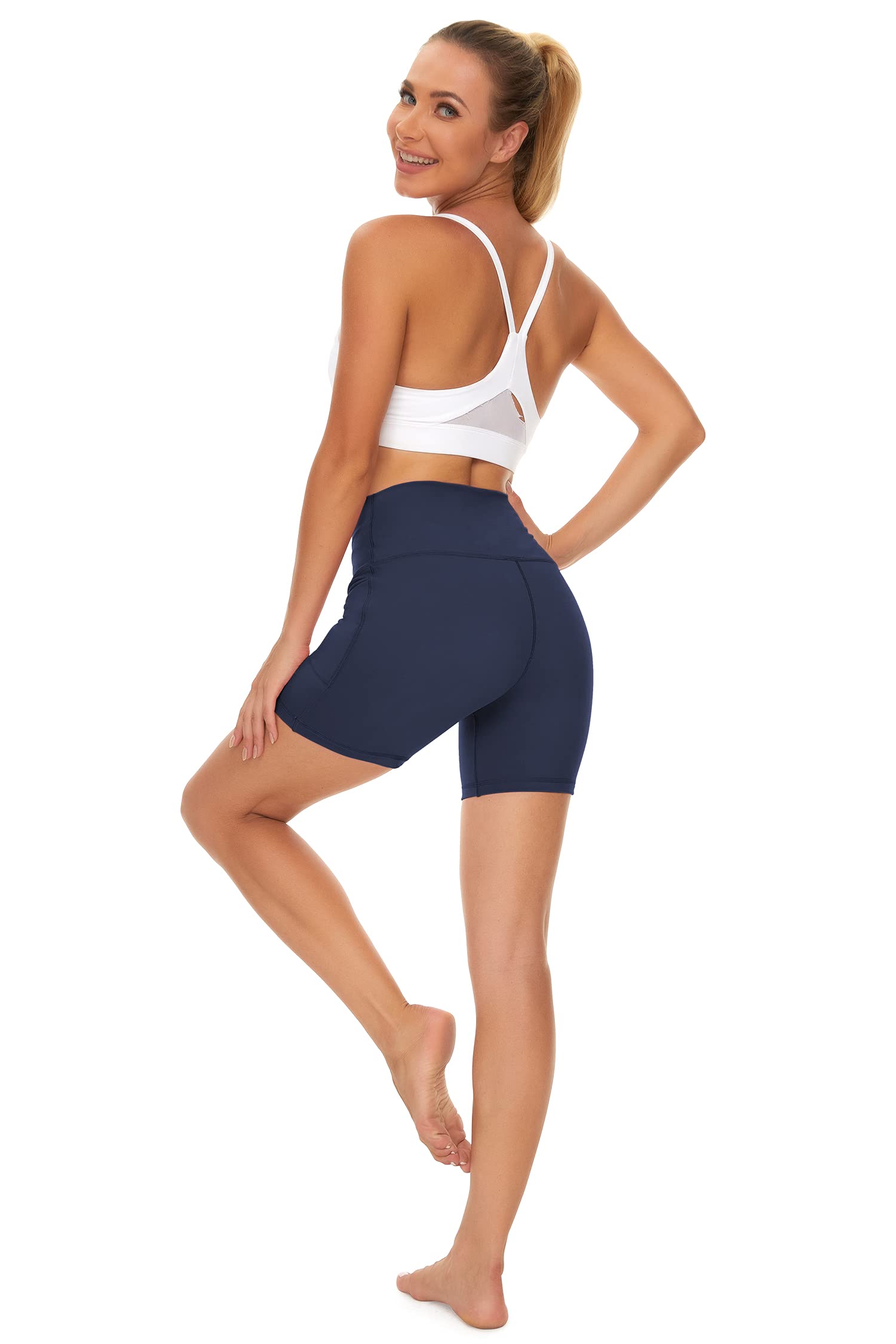 Women's High Waisted Yoga Shorts with Pockets - Non See Through Workout Shorts for Gym, Running & Cycling | Comfortable Athletic Wear for Yoga, Pilates & Active Lifestyle