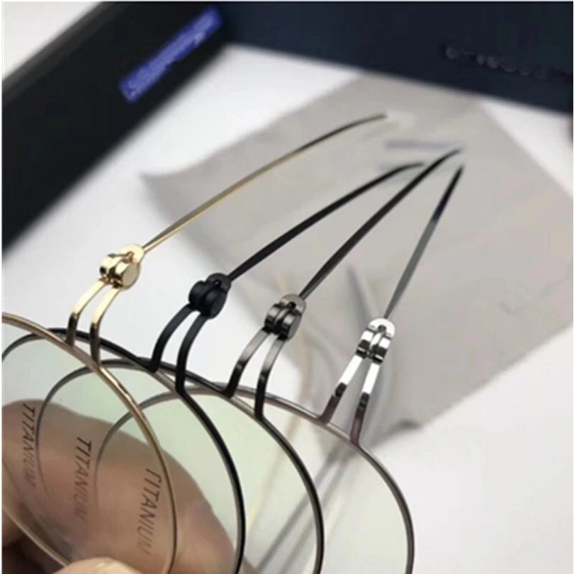 Unisex Full Rim Round Screwless Titanium Eyeglasses 9893 - Lightweight & Durable Titanium Frame for Men & Women - Perfect for Reading, Work & Everyday Wear