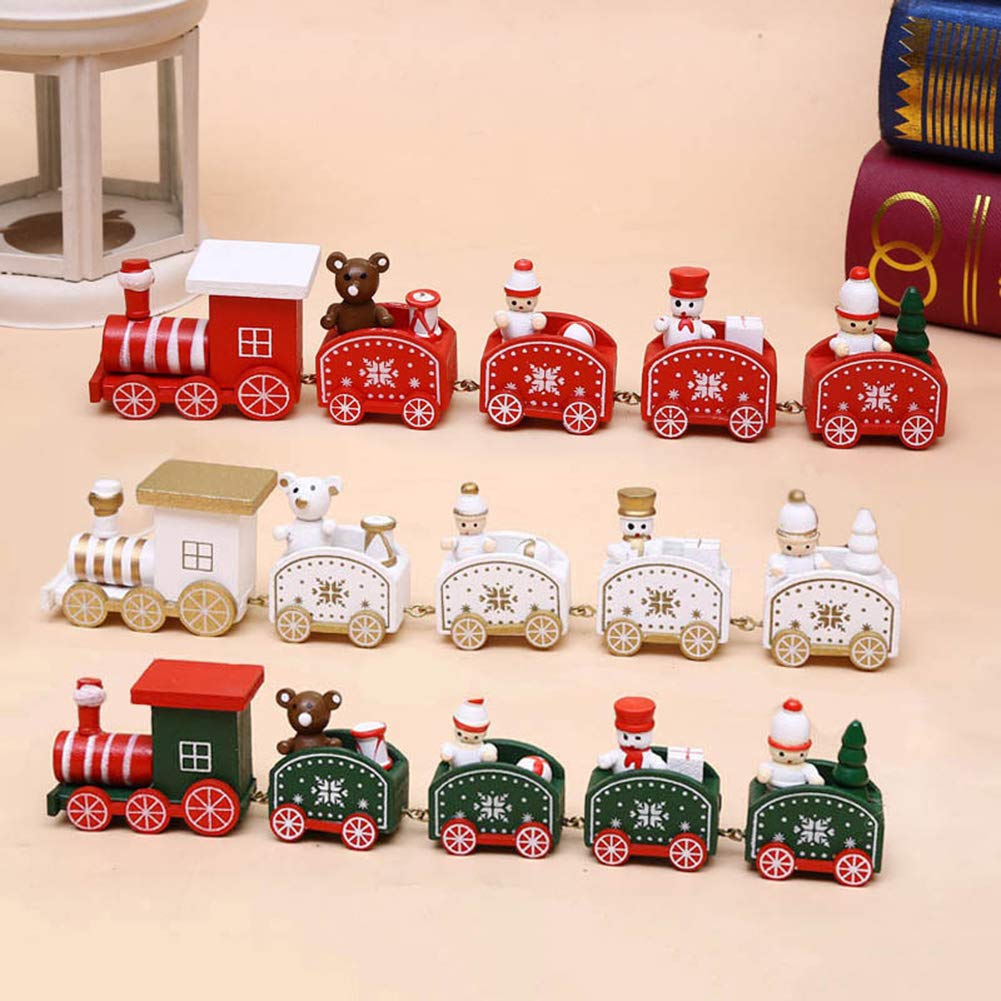 Shlutesoy Wooden Christmas Train Decorations - Set of 5 Knots, Cartoon Style Holiday Ornaments for Kids Gifts, Window & Tree Decor - Perfect for Home Holiday Decorating & Christmas Party Decoration
