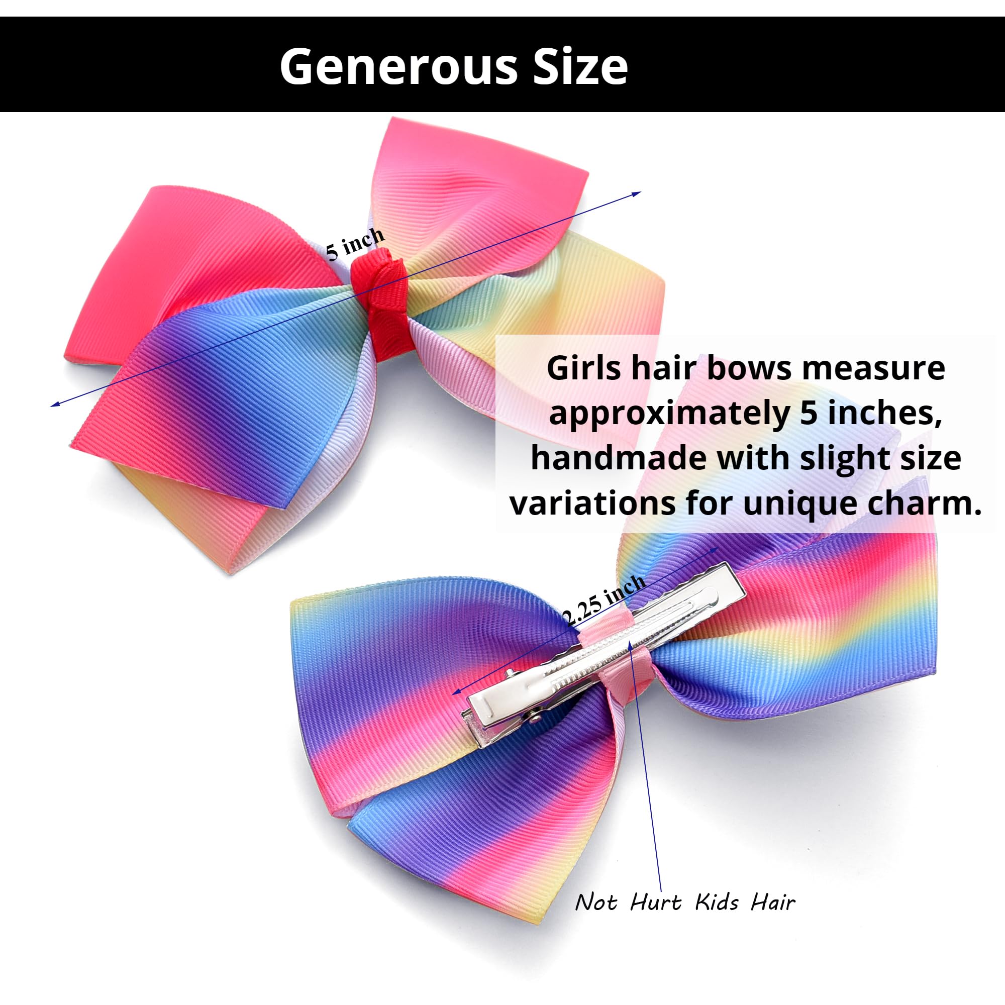 Fsmiling Girls Hair Bows - 12 Pack Alligator Clip Grosgrain Ribbon Hair Accessories for Toddlers & Kids - Valentine's Day, Easter Party, Birthday Gifts & School Events