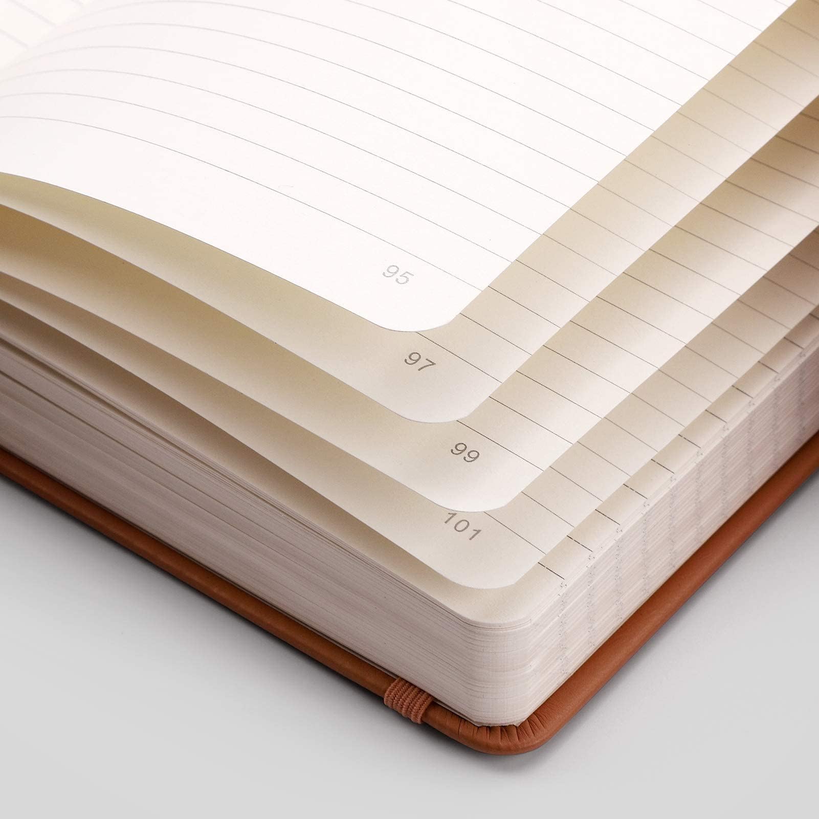EMSHOI Premium Leather Journal Notebook - 120gsm Thick Paper, 256 Numbered Pages, A5 Hardcover with Sticky Notes - College Ruled Writing Notebook for Work, School & Personal Journaling (5.75