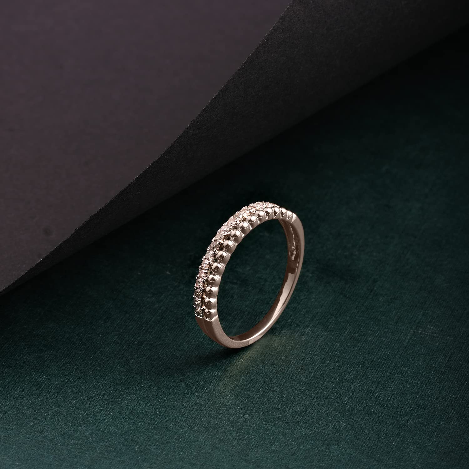 1/5 Carat Diamond Anniversary Ring for Women - Beaded Stacking Band in 18K Gold Plated, Rose Gold or 925 Sterling Silver - Elegant Wedding, Engagement & Promise Ring - Perfect for Anniversaries, Valentine's Day & Special Occasions