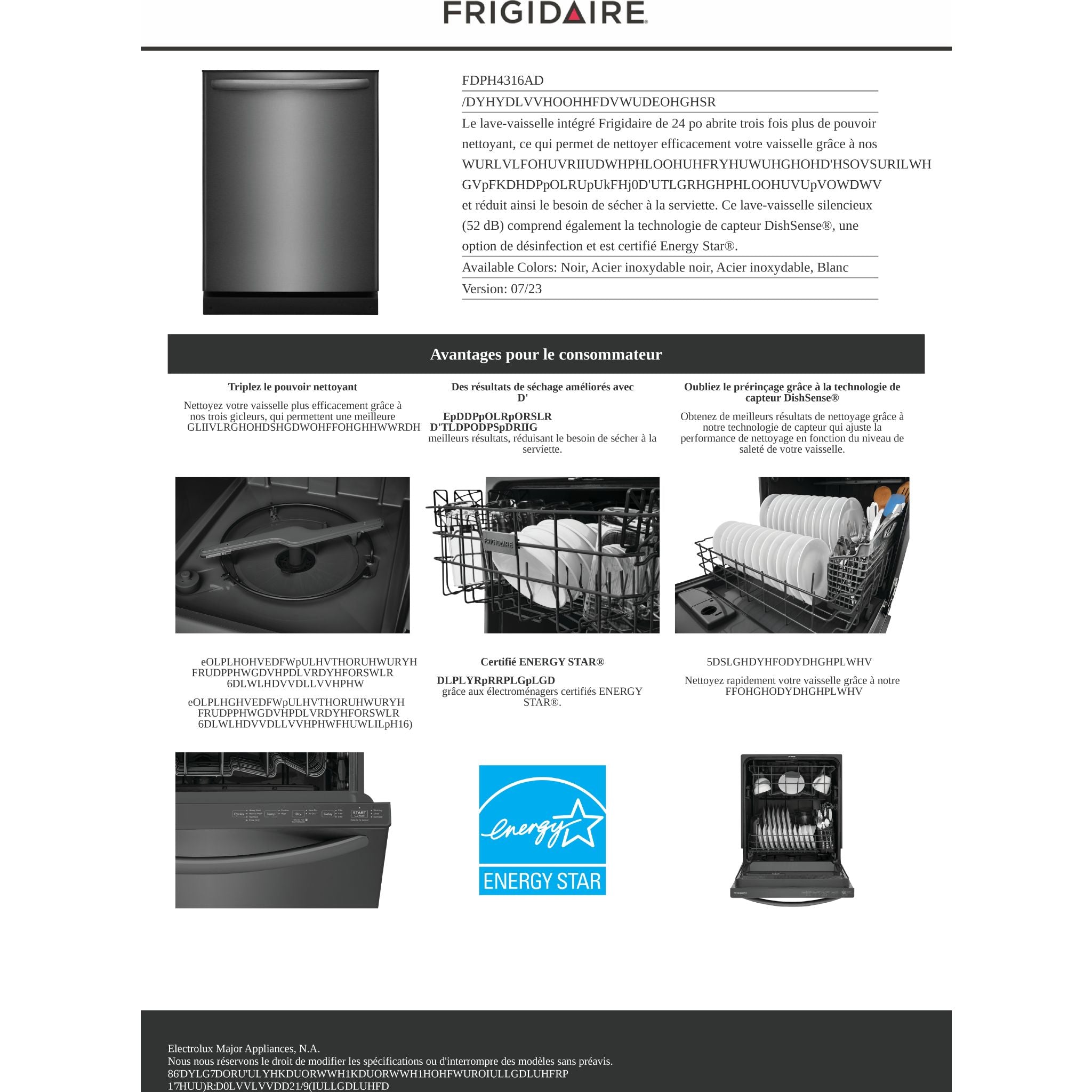 Frigidaire FDPH4316AD 24 Inch Built-In Dishwasher - Black Stainless Steel | Energy Star Certified | Quiet Operation | Perfect for Small Kitchens & Apartments
