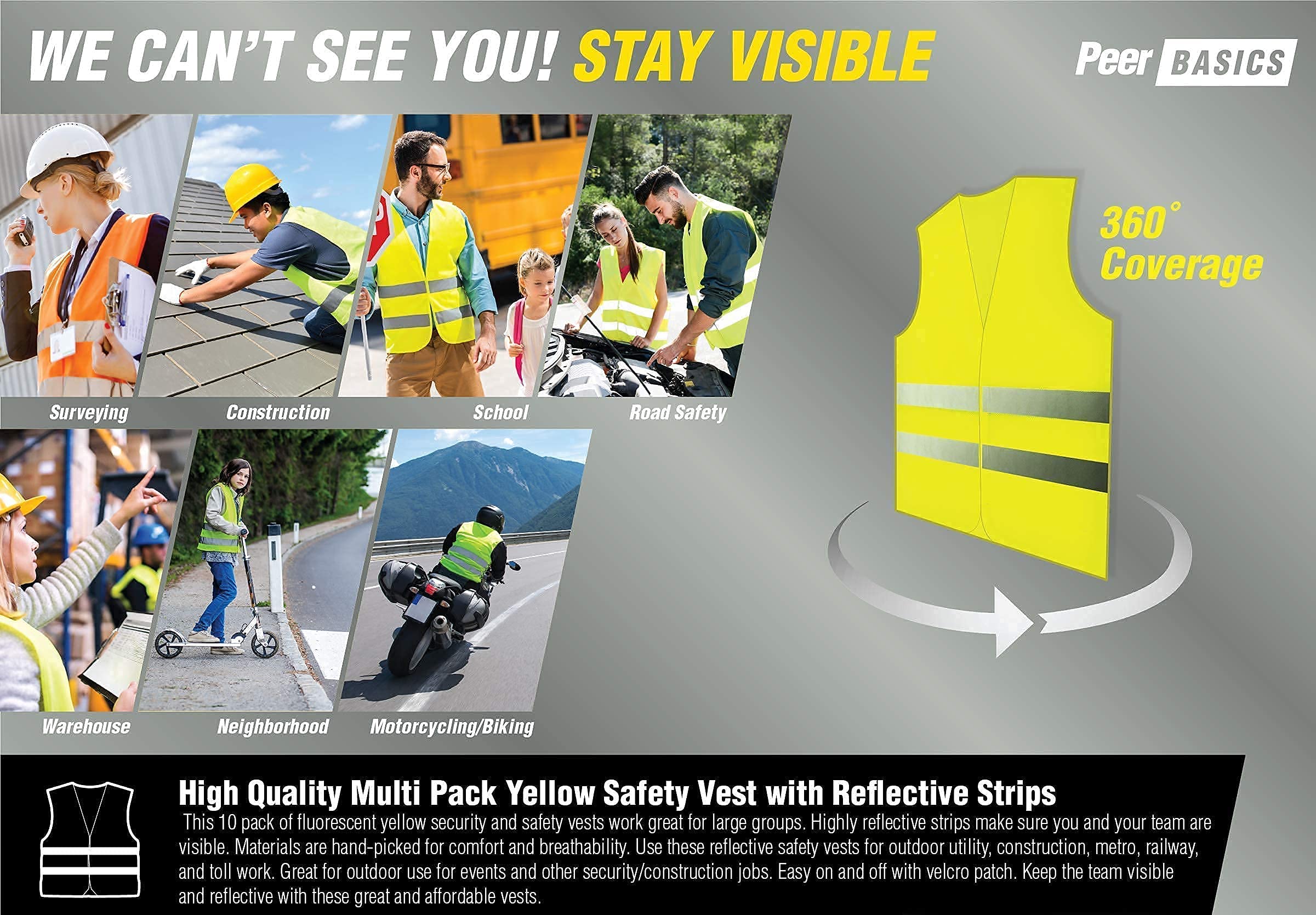 40-Piece Safety Vest Variety Pack - 10 Yellow Mesh, 10 Orange Mesh, 10 Yellow Pocket Knitted, 10 Orange Pocket Knitted Vests for Construction, Road Work & Emergency Crews