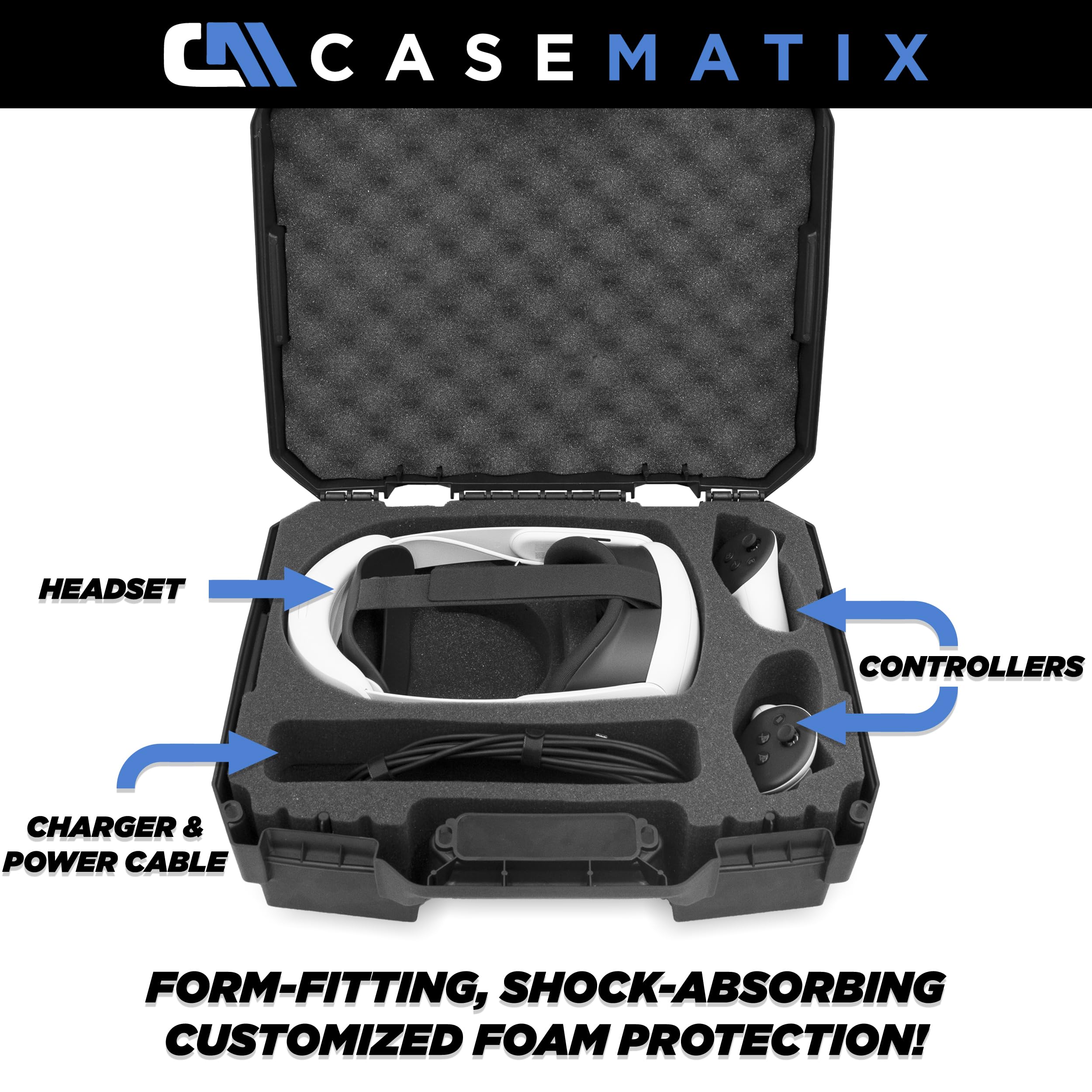 CASEMATIX Travel Case for Meta Quest 3 & 3S - Protective Storage with Impact-Resistant Shell & Shock-Absorbing Foam | VR Headset Accessories Organizer | Perfect for Travel, Gaming Sessions & Safe Storage