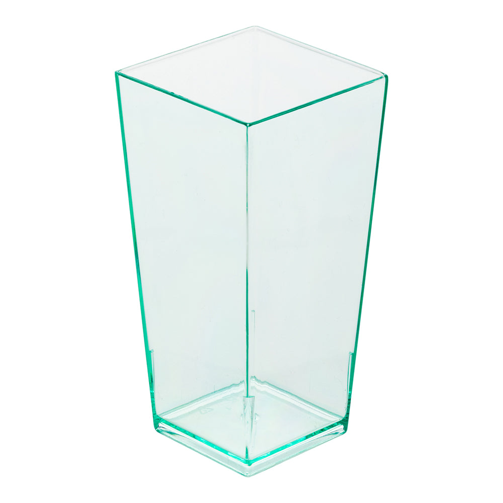 4 oz Square Seagreen Plastic Tall Geometric Cups - 1.5
