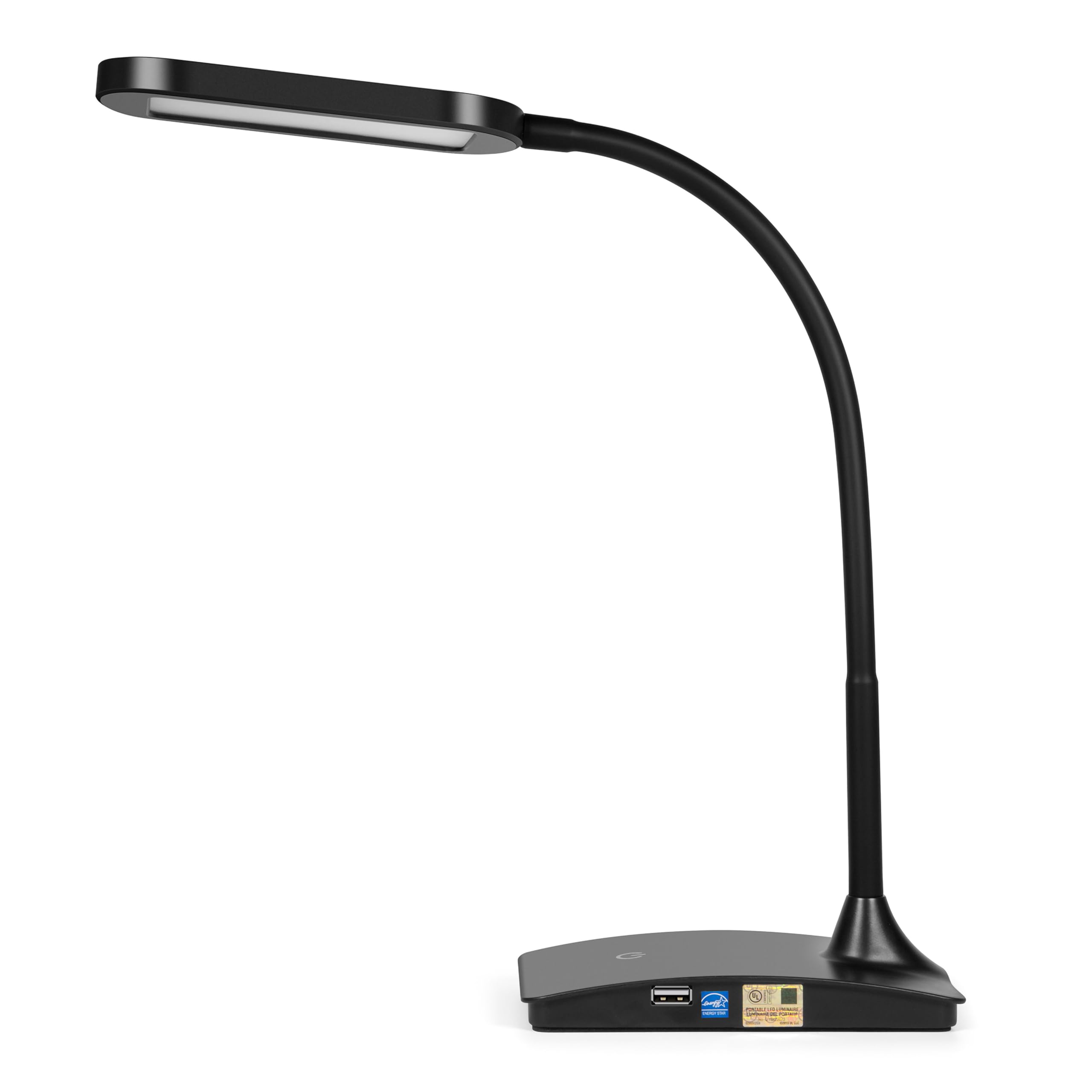 IVY20-40BK Ivy LED Desk Lamp with USB Charging Port - Super Bright Adjustable Study Light for Home Office, Bedroom Nightstand, Dorm Room & Reading | Energy Efficient Eye-Caring Task Lighting (Black)