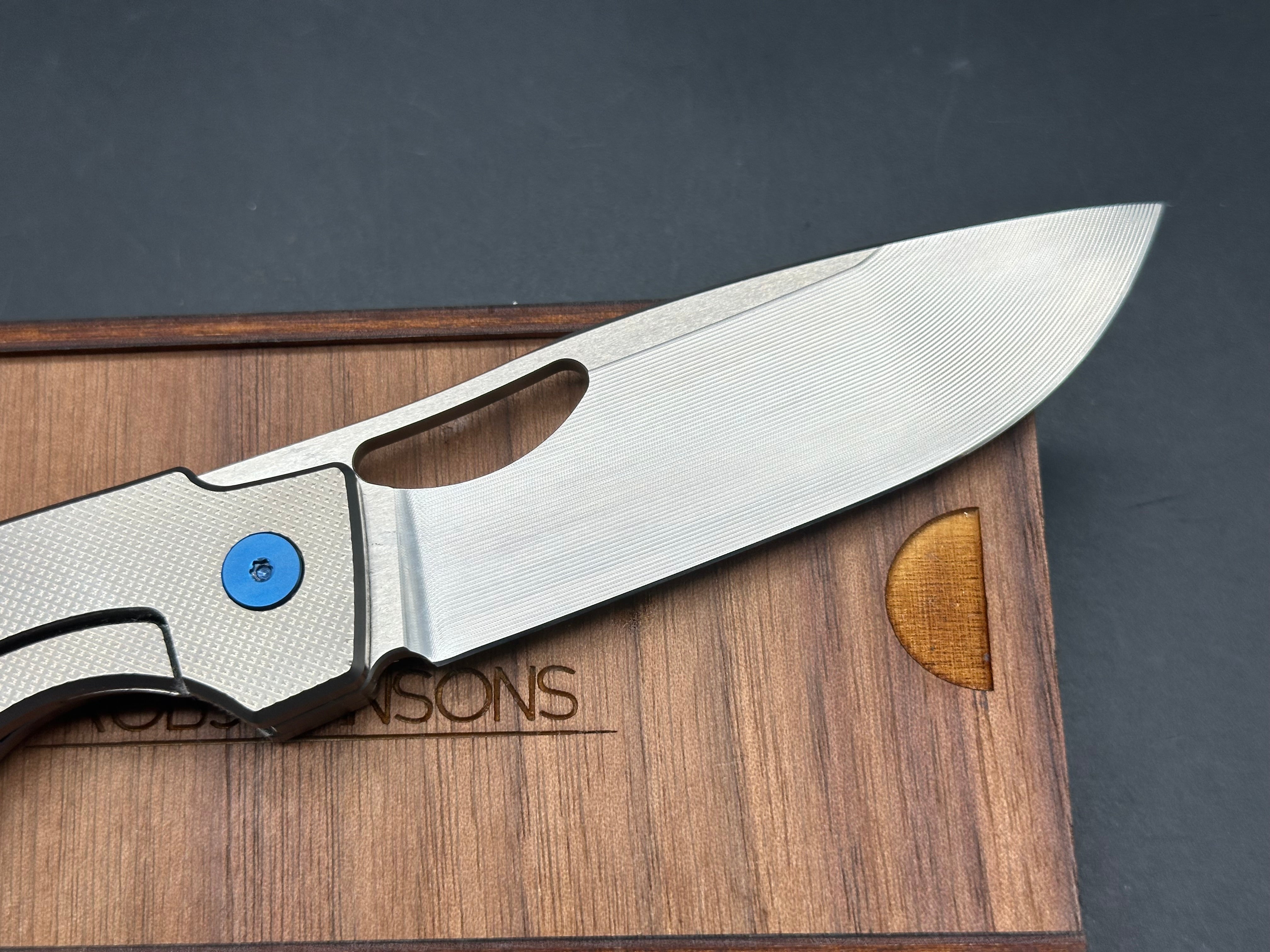 Premium Rob Johnson Cedar Titanium Handle Knife with RWL34 Blade – Perfect for Outdoor Camping, Hunting, and Survival Adventures