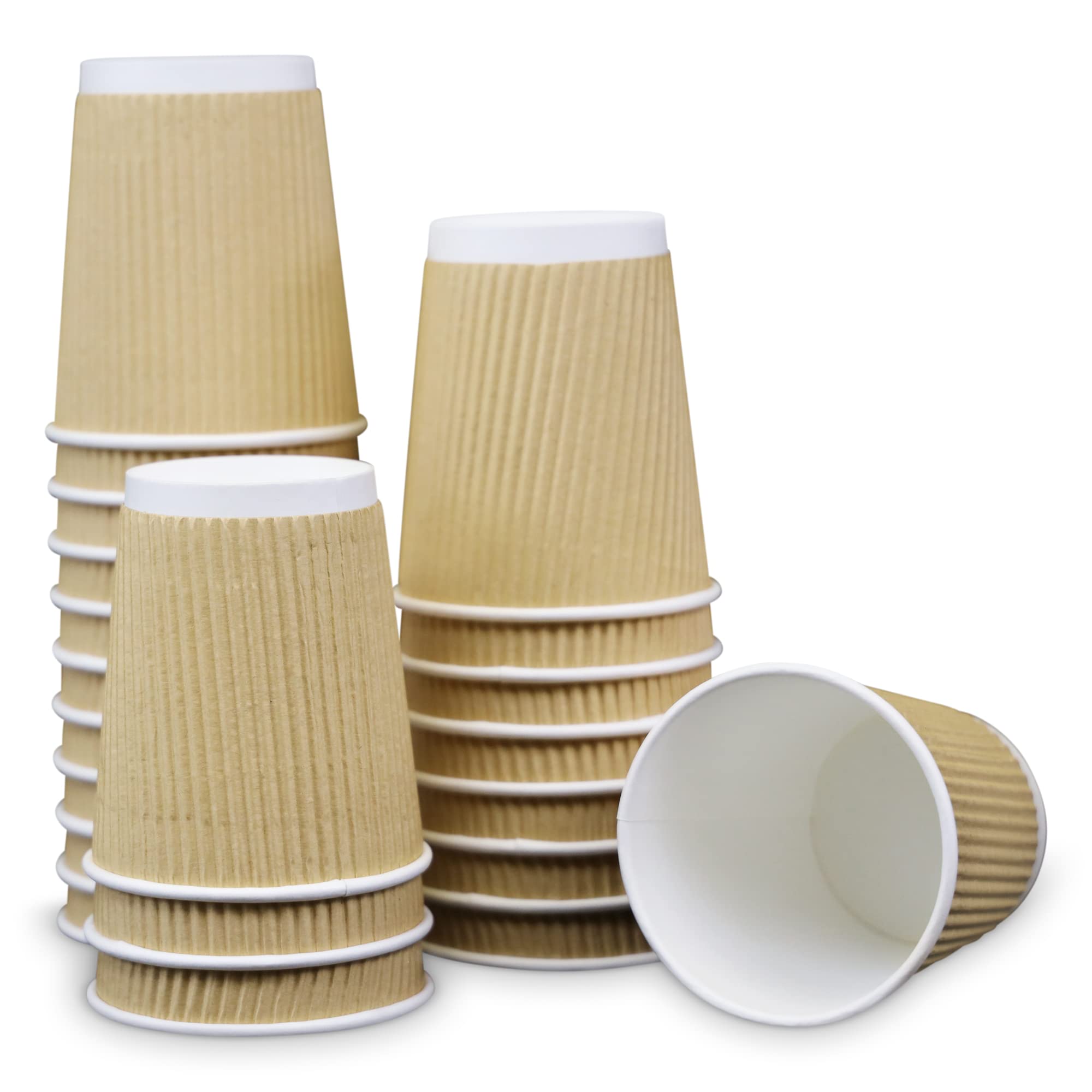 Eco-Friendly 8oz Ripple Paper Cups for Coffee & Tea | 500 Count Disposable Hot Drink Cups | Recyclable & Compostable | Made in USA | Perfect for Coffee Shops, Offices & Takeout Services