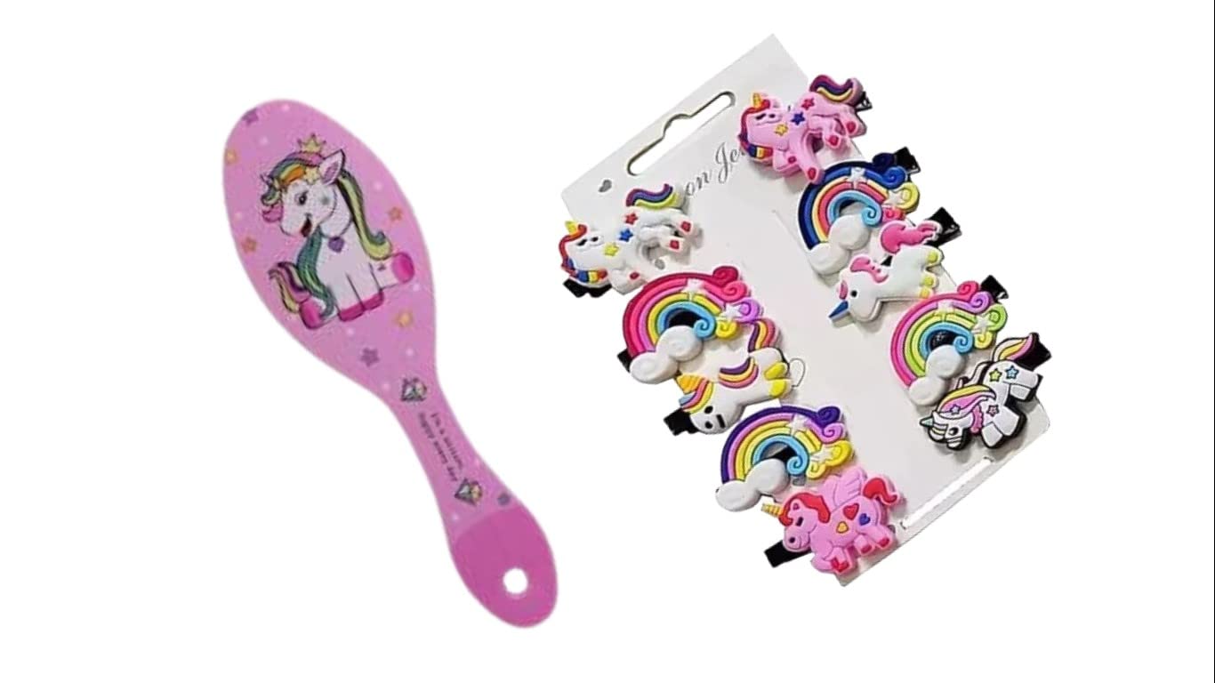 Unicorn Hair Accessories Set for Kids - 1 Adorable Comb & 10 Colorful Hair Clips | Perfect for Birthday Gifts, School, and Party Hairstyles