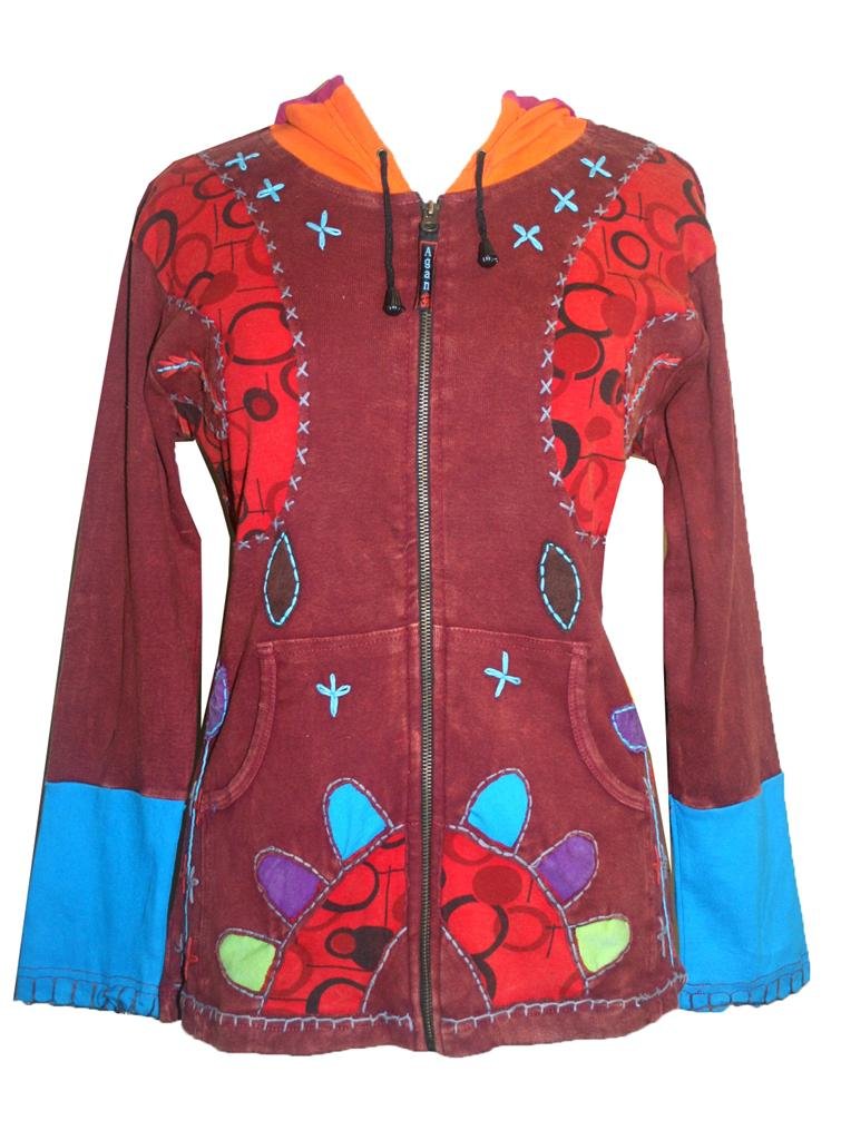Agan Traders Women's 2025 Spring Boho Rib Cotton Hoodie Jacket - Stylish Bohemian Outerwear for Casual Wear, Fall Fashion & Street Style