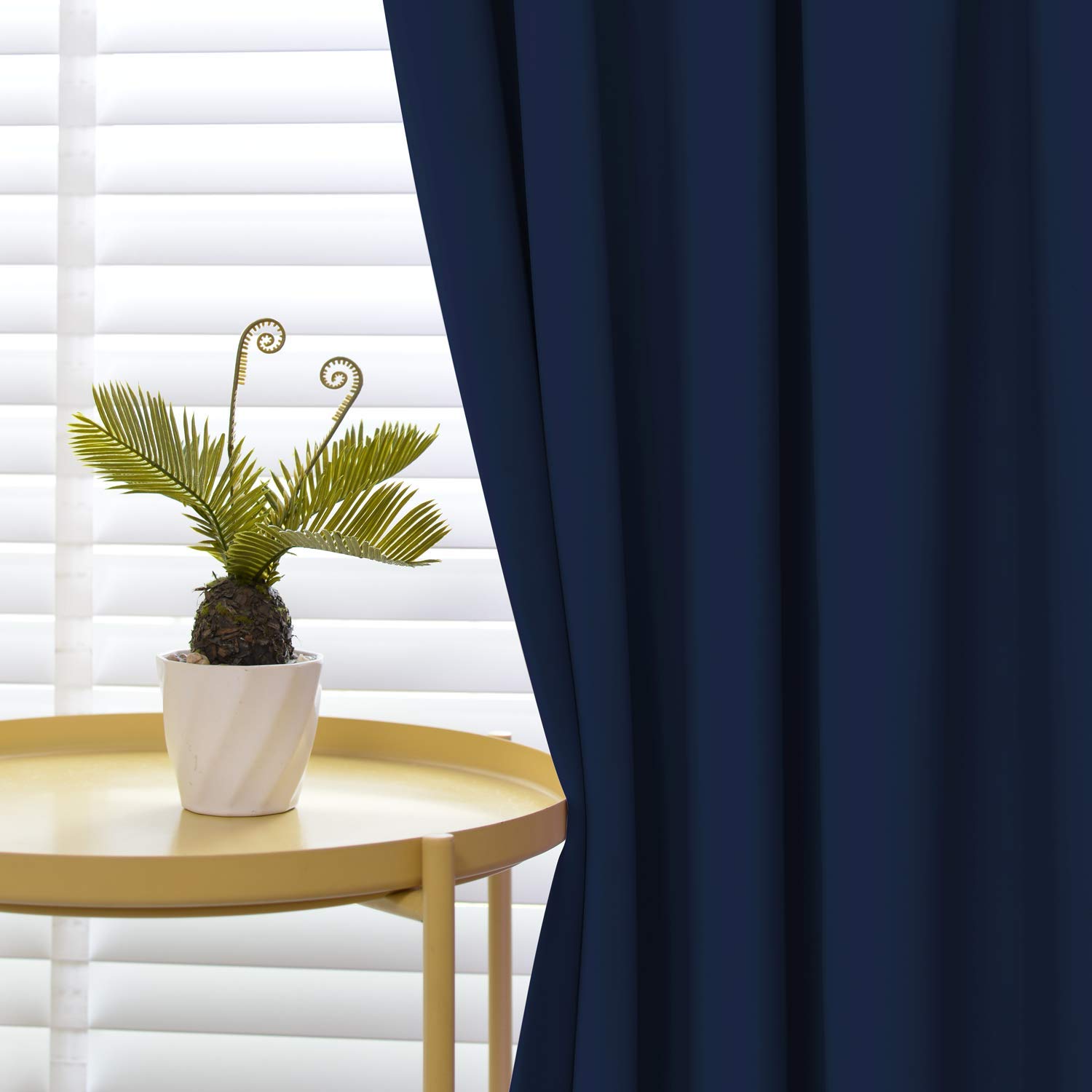 Premium Blackout Curtains for Bedroom & Living Room - Thermal Insulated Room Darkening Curtains with Rod Pocket, Set of 2 Panels (52 x 63 Inch, Navy Blue) - Perfect for Home Theater, Nursery & Light Sleepers