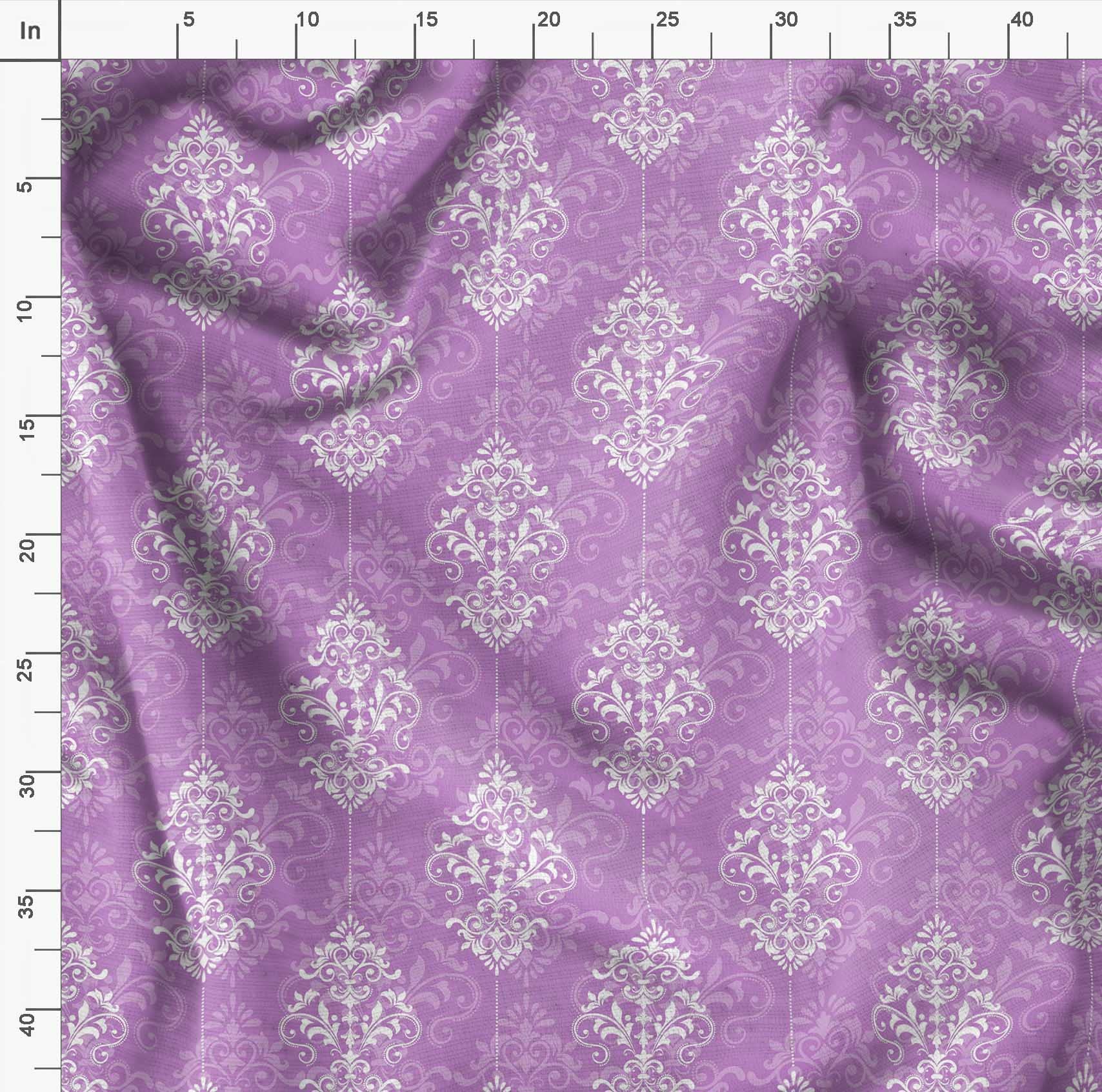 Soimoi Moss Georgette Brown Fabric by The Yard - 42 Inch Wide Filigree Damask Print Material for Dresses, Curtains & DIY Projects - Elegant Printed Fabric for Sewing, Crafts & Home Decor