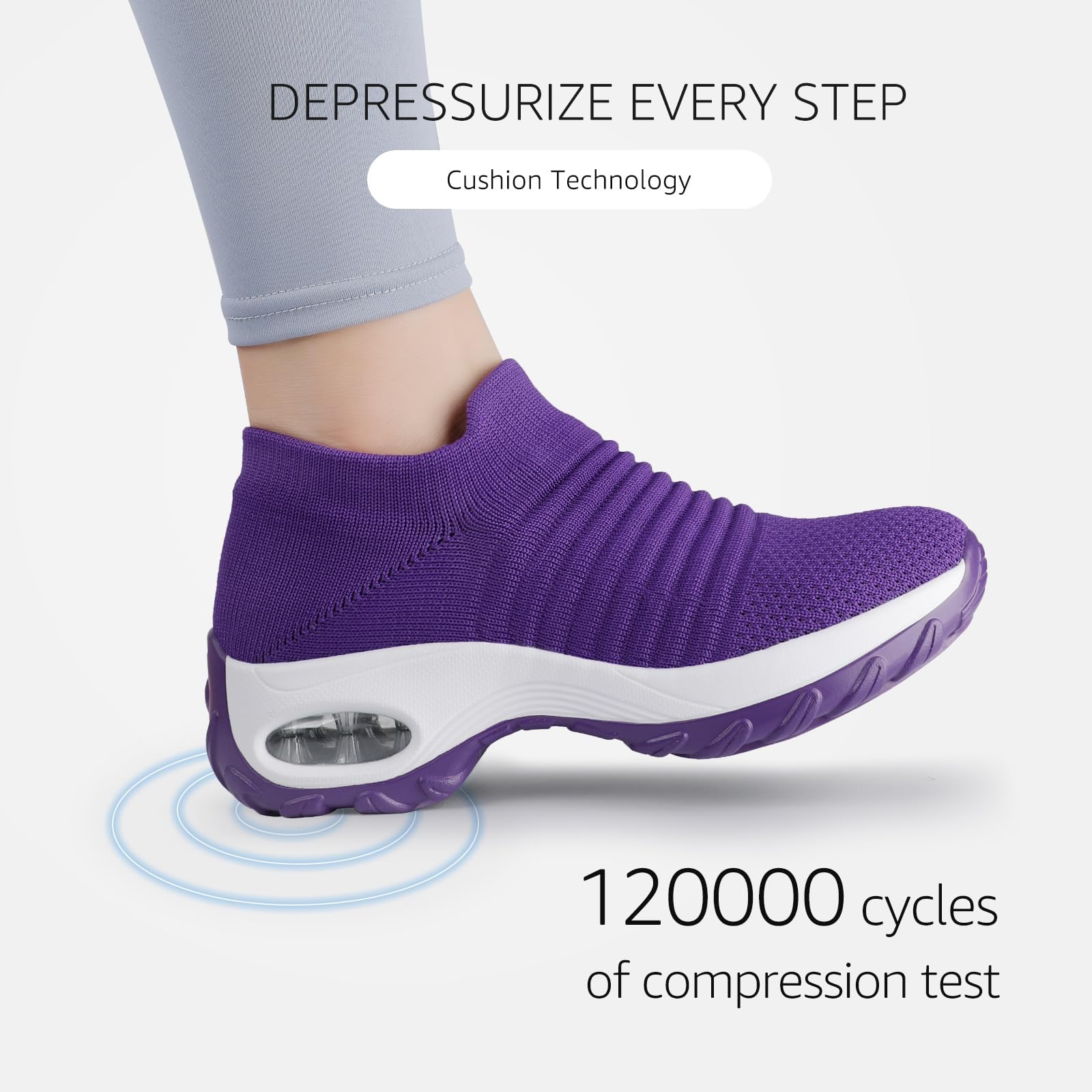 STQ Women's Slip-On Walking Shoes - Breathable Non-Slip Work Sneakers with Air Cushion & Arch Support - Comfortable Orthopedic Shoes for Nurses, Waitresses & All-Day Wear