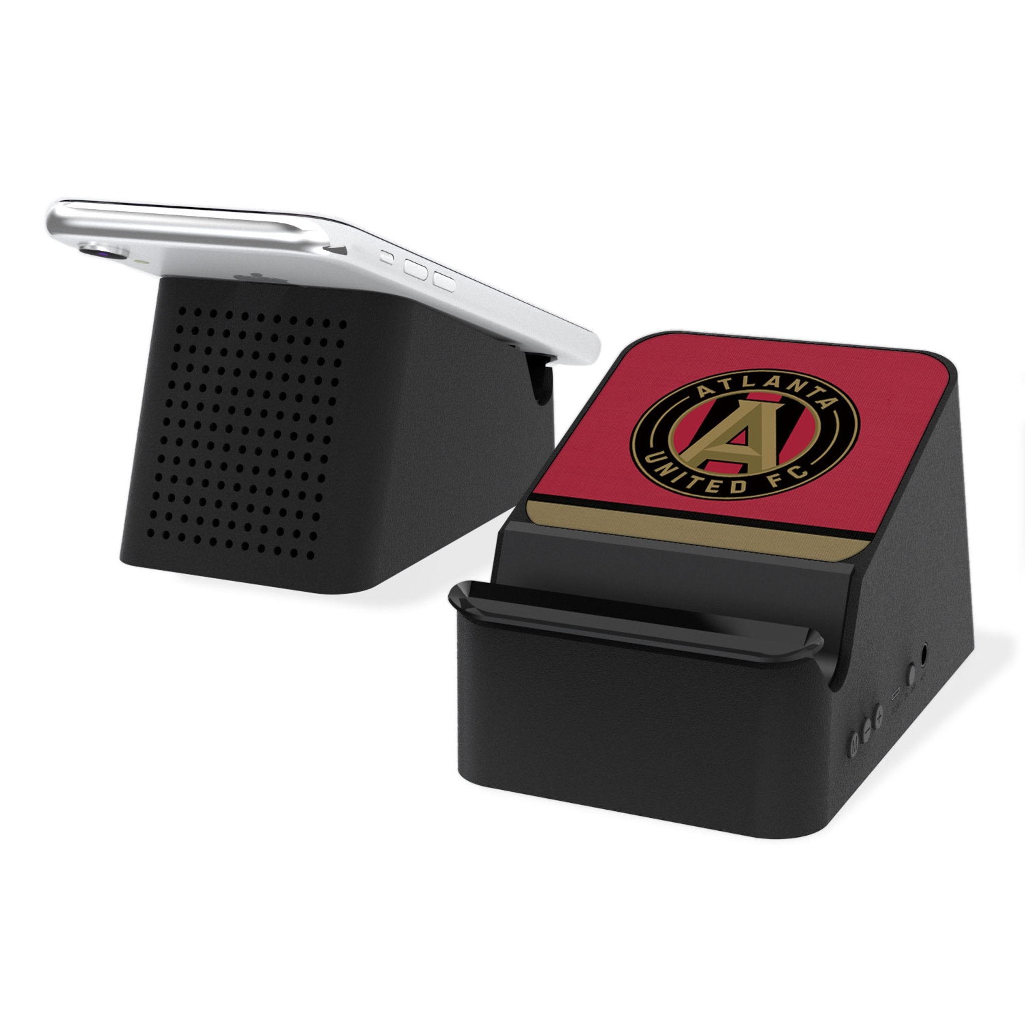 Atlanta United FC Wireless Charging Station with Bluetooth Speaker - Fast Qi Charger & Portable Speaker for Home, Office, and Game Day Parties