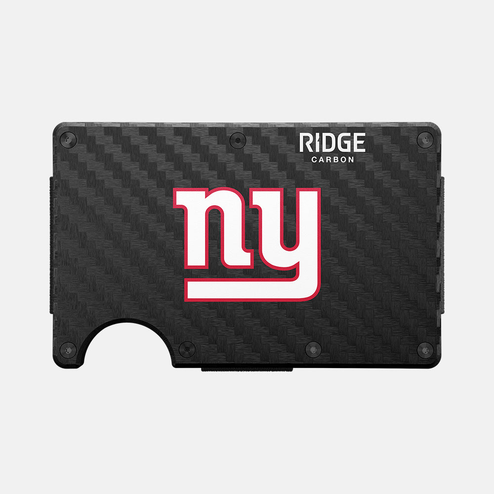 Ridge Wallet New York Giants Edition - Slim Carbon Fiber 3K RFID Blocking Minimalist Wallet for Men - Perfect for Everyday Carry, Travel & Gifts