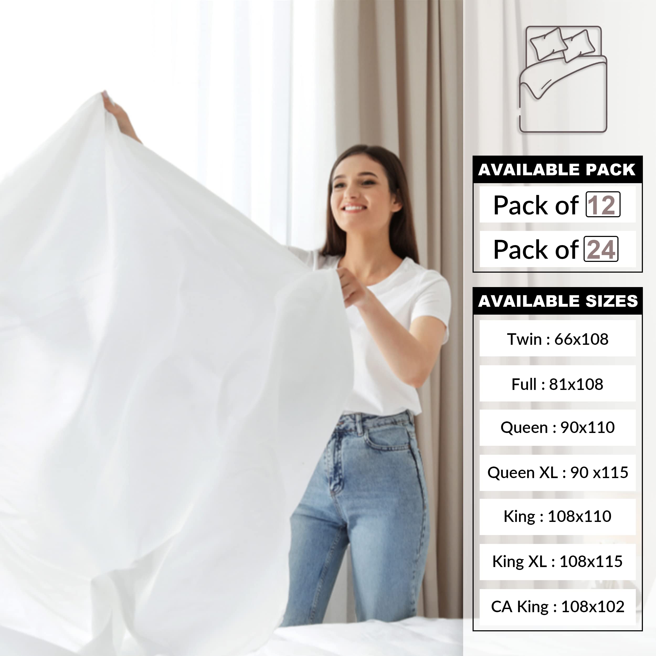 24-Pack Twin Flat Sheets 108