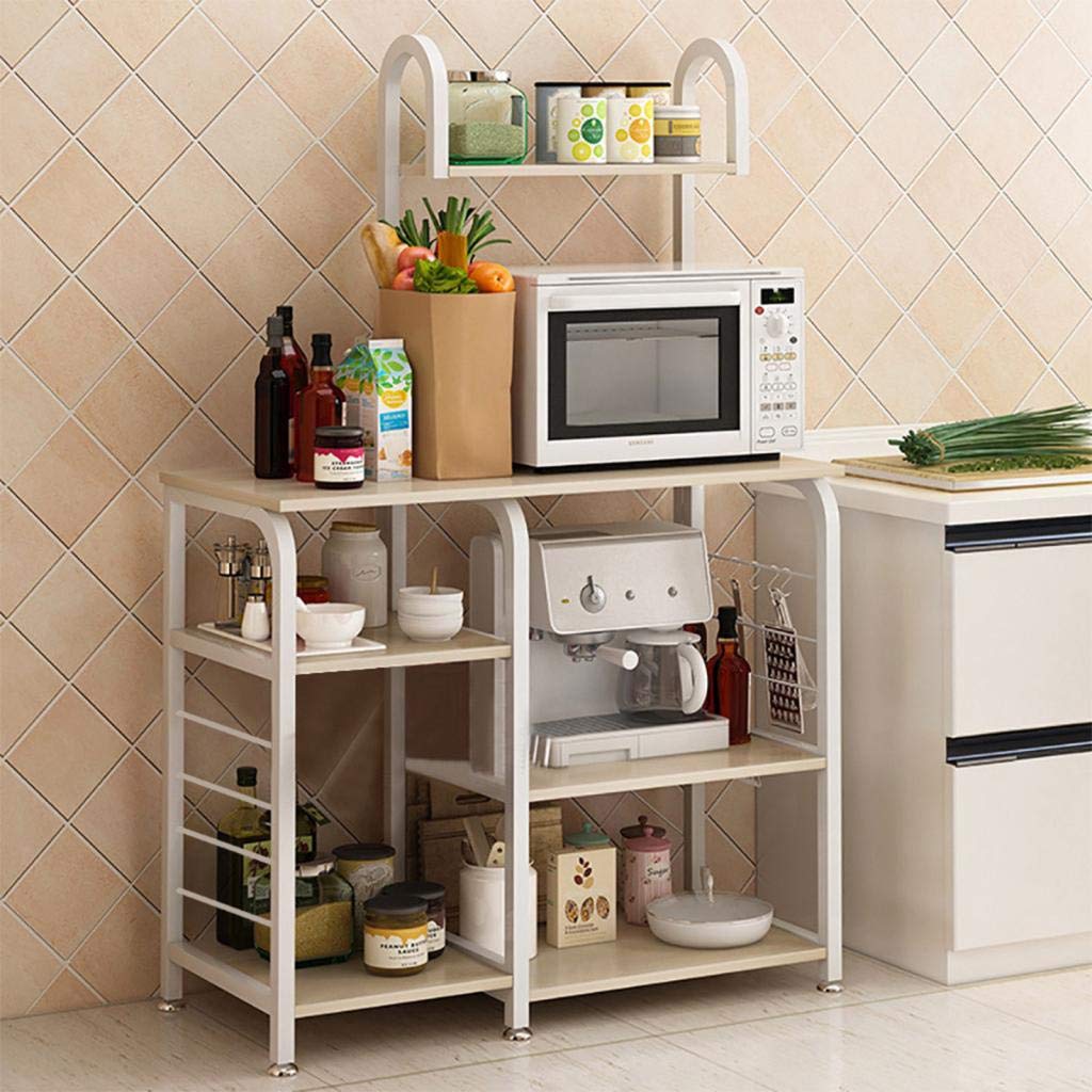 Mobile Microwave Cart - 4+3-Tier Kitchen Baker's Rack for Storage & Organization - Fast Delivery - Perfect for Small Kitchens & Workstations (White)