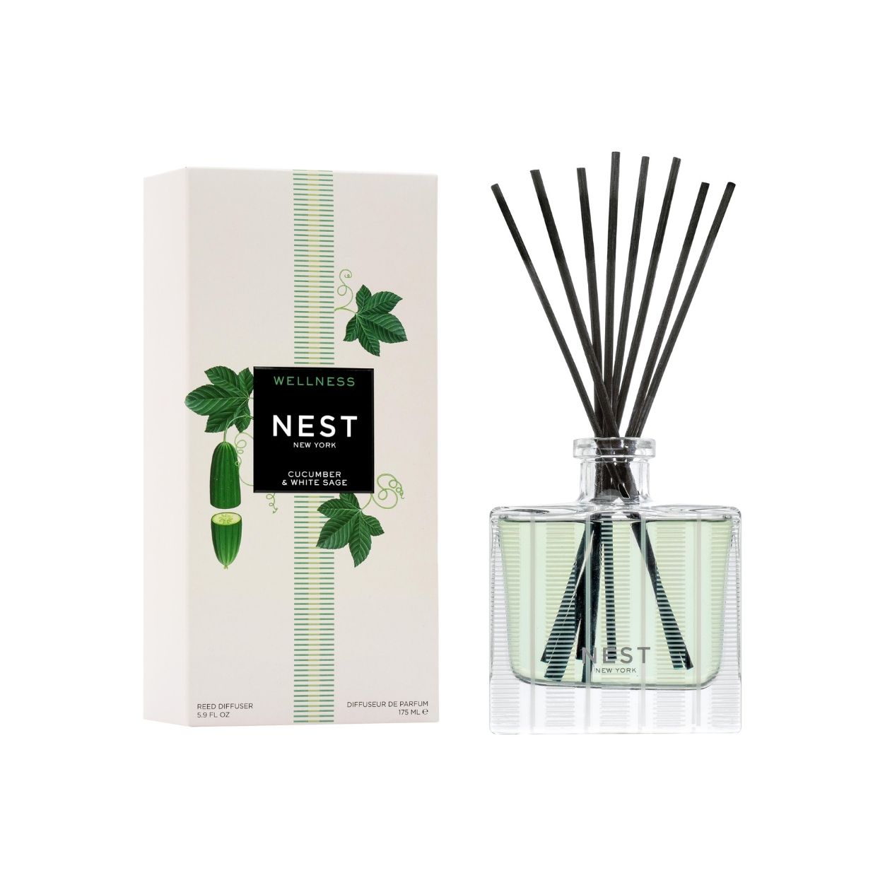Organic Cucumber & White Sage Essential Oil Diffuser for Home Aromatherapy - Relaxing Scent for Yoga, Meditation & Stress Relief
