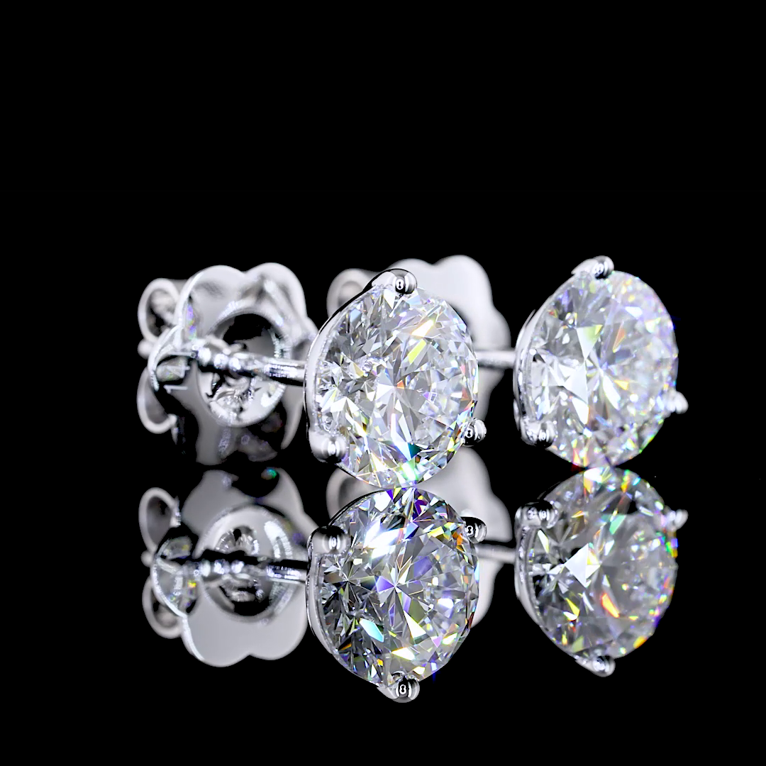 2.22 Carat Lab-Grown Round E VS1 Diamond 14K White Gold Martini Stud Earrings for Women - Perfect for Weddings, Anniversaries & Special Occasions