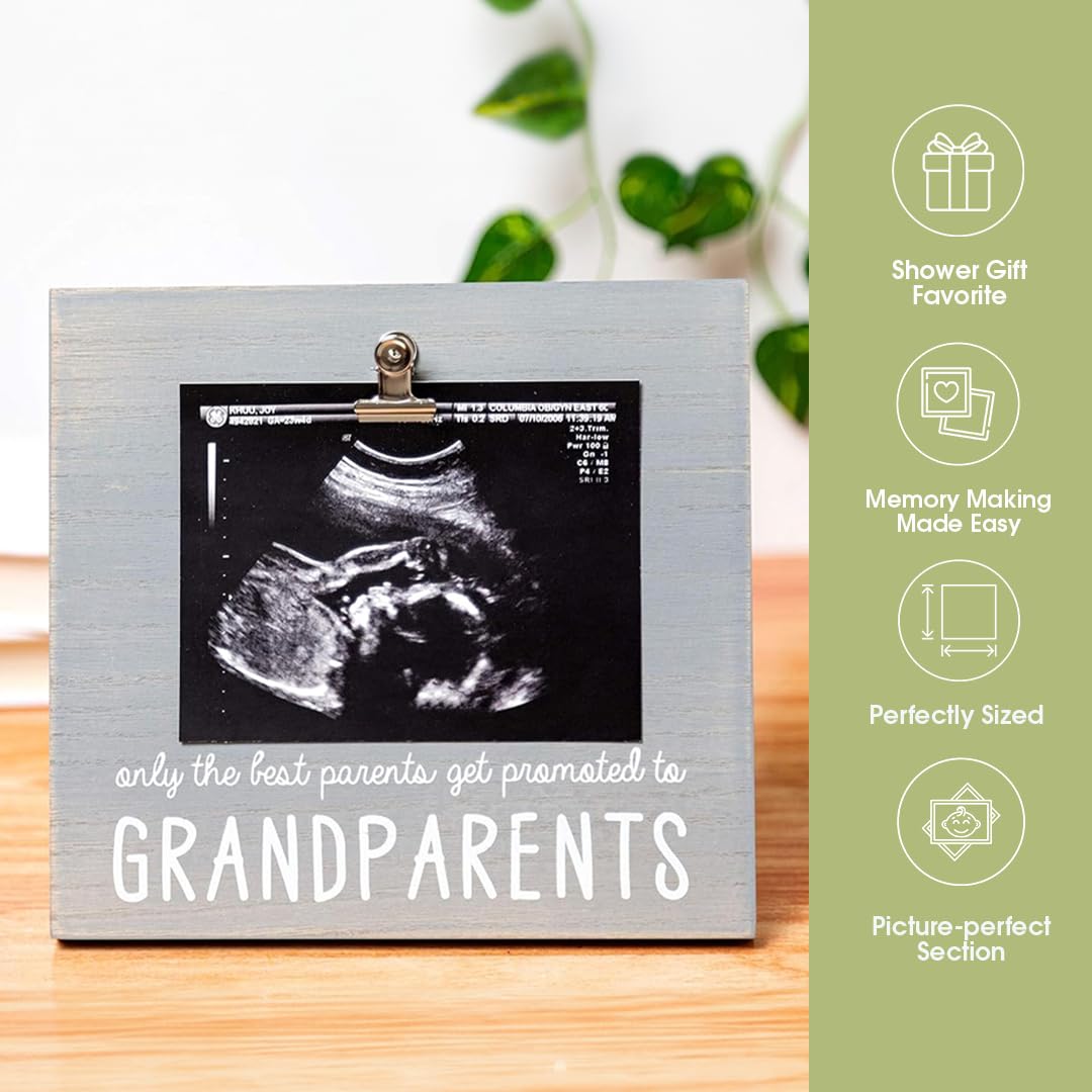 Pearhead Grandparents Pregnancy Announcement Sonogram Picture Frame - Ultrasound Photo Gift for New Grandmothers & Grandfathers - Distressed Gray Keepsake Frame - Perfect for Baby Showers, Gender Reveals & Grandparent Gifts - Nursery Decor & Family Keepsakes - Heartwarming Gift for Expecting Grandparents to Display Ultrasound Memories - Ideal for First-Time Grandparents Celebrating Pregnancy Announcements