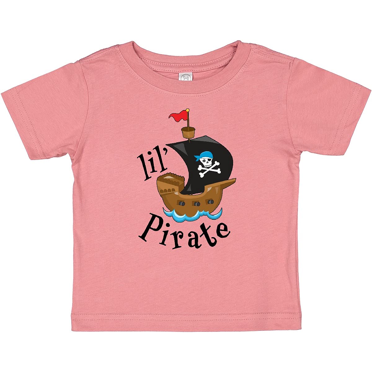 Inktastic Lil' Pirate Pirate Ship Blue Bandana Baby T-Shirt - Cute Pirate-Themed Outfit for Boys & Girls, Perfect for Halloween, Costume Parties & Pirate Day Events