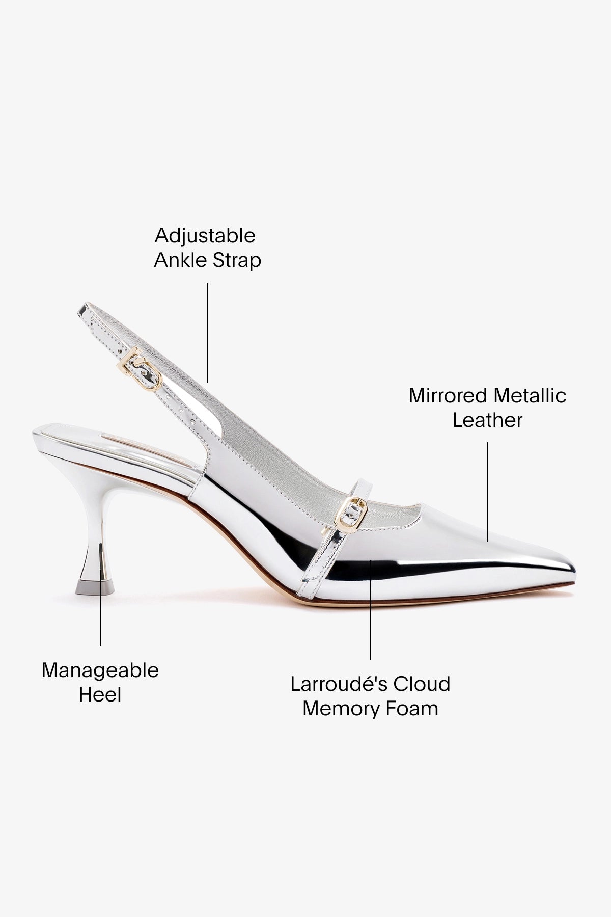 Ines Pump Women's Silver Specchio Heels - Elegant High Heel Shoes for Parties, Weddings & Special Occasions