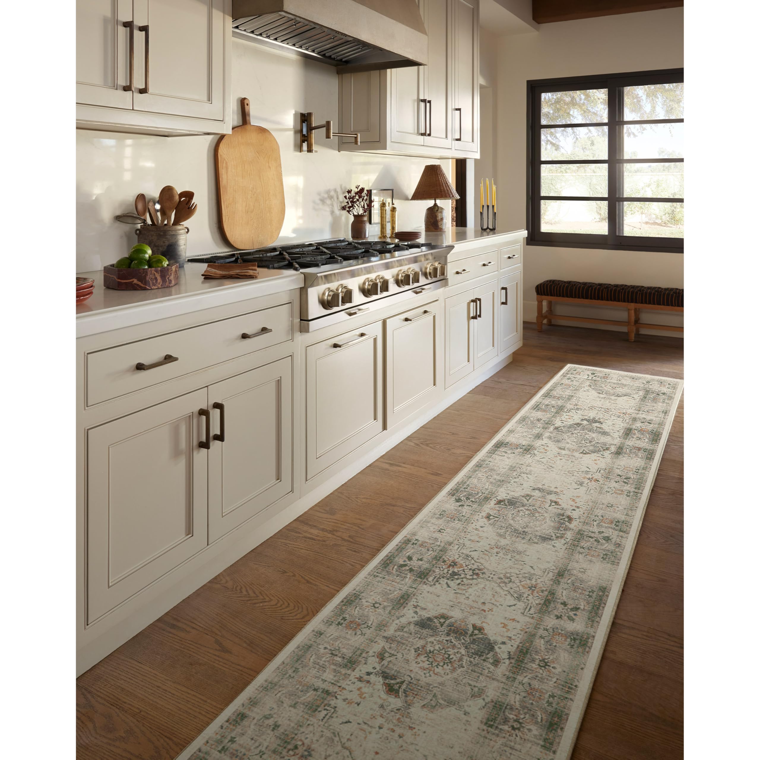 Ruggable Washable 2x10 Runner Rug - Sarrah Sage Green | Non-Slip Premium Indoor Rug for Hallway, Kitchen, Entryway, Living Room, Bedroom & Office | Perfect for High-Traffic Areas & Pet-Friendly Homes