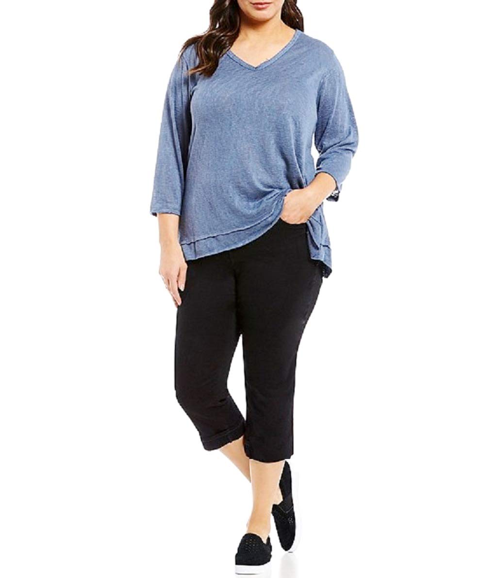 Sweet Look 1826 Stretchy Premium Women's Plus Size Capri Black Denim Jeans - Comfortable & Stylish for Casual Wear, Work & Everyday Outfits