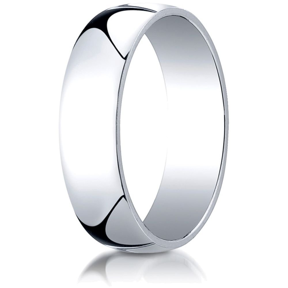 14K White Gold 6mm Dome Light Ring for Everyday Wear