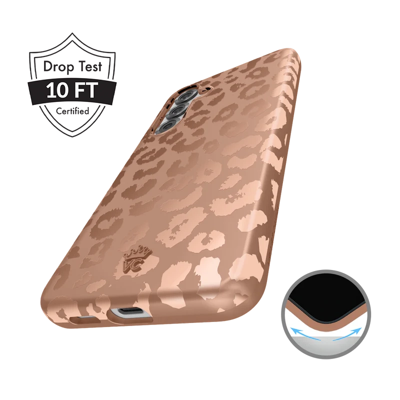 Bronze Chrome Leopard Print Samsung Phone Case - Stylish Protective Cover for Galaxy S21/S20/Note 20 | Perfect for Everyday Use, Travel & Fashion Accessories