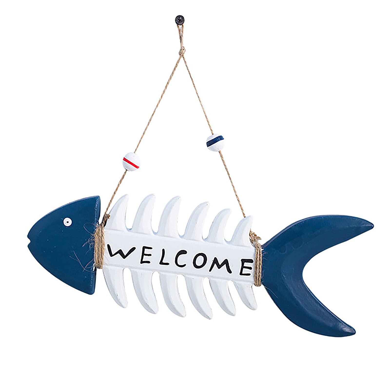 Marine Wooden Doorplate - Fishbone Welcome Sign for Home & Summer Decor