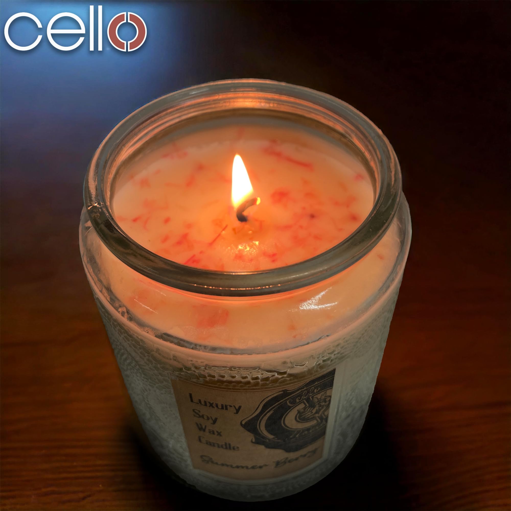 Premium Cello Naked Candle with Convection Spinner | Summer Berry Scented Soy Wax Candle | Perfect for Home Decor, Relaxation & Aromatherapy
