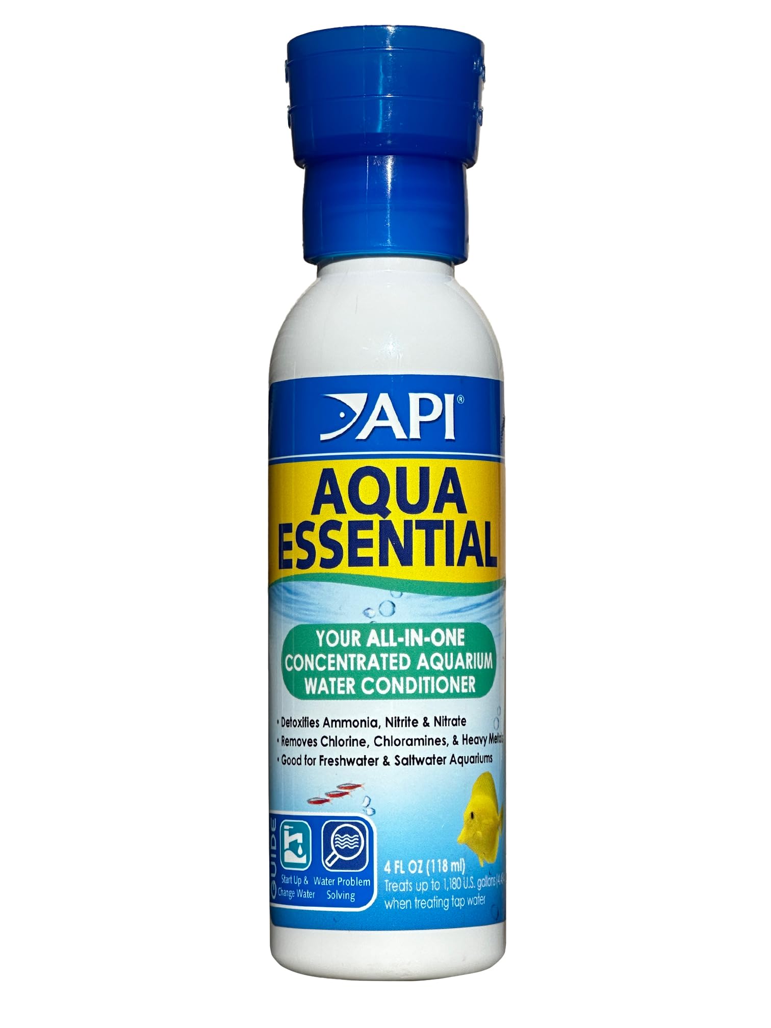 API Aqua Essential Water Conditioner for Freshwater & Saltwater Aquariums – 4 oz Bottle – Removes Chlorine, Chloramines & Heavy Metals – Safe for Fish, Plants & Shrimp – Perfect for Water Changes & New Tank Setup