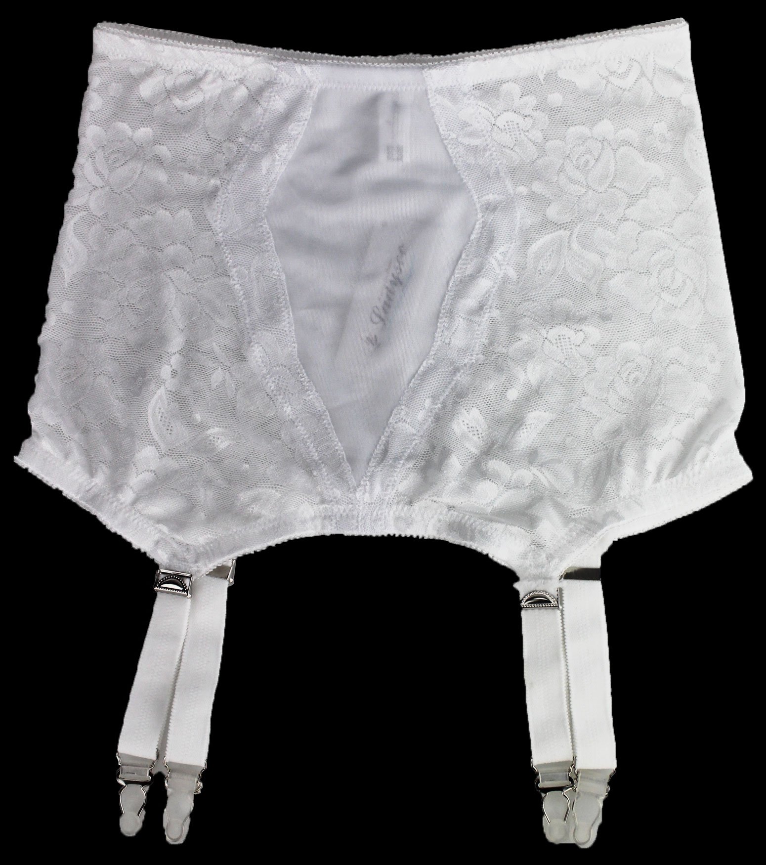 Vintage Women's Garter Belt with 4 Wide Straps & Metal Clips - Black/White Sexy Stocking Holder for Lingerie, Bridal, and Boudoir Fashion