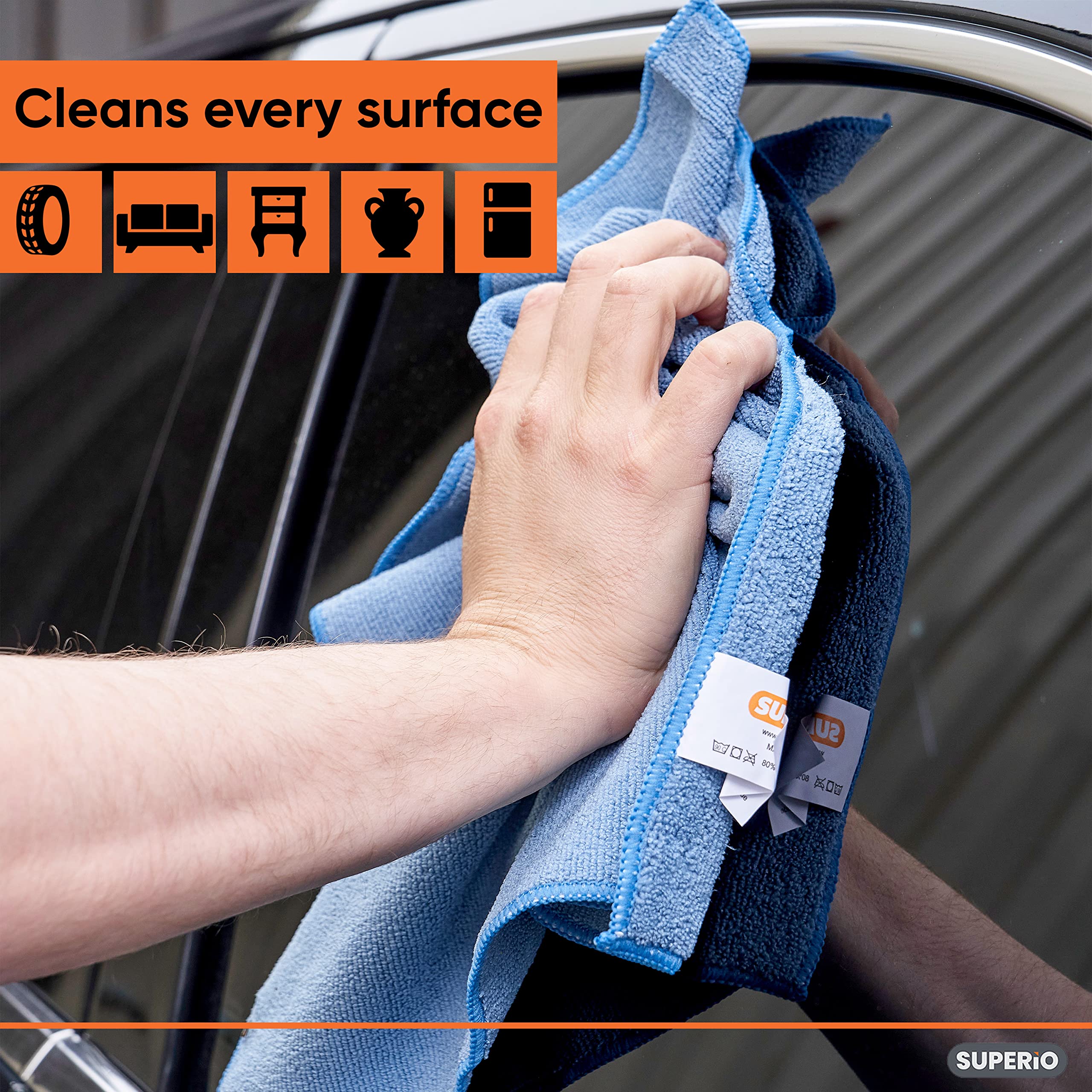 Premium Color-Coded Microfiber Cleaning Cloths - Ultra Soft, Durable & Multipurpose for Bathroom, Kitchen, Windows, Furniture & Electronics (Blue) | Perfect for Home Cleaning, Car Detailing & Office Maintenance