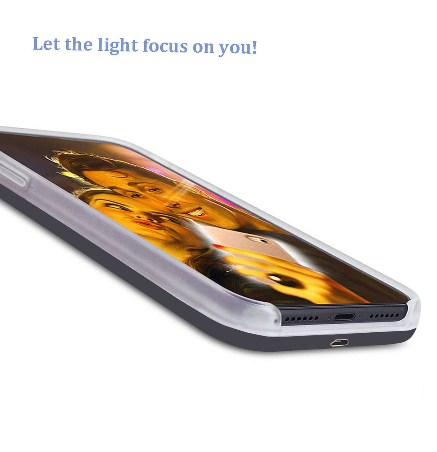 LED Selfie Phone Case for iPhone 12 Pro Max 6.7 inch - Dual Rechargeable Light Up Case with Front & Back Illumination - Perfect for Night Selfies, Parties & Low Light Photography (Black)