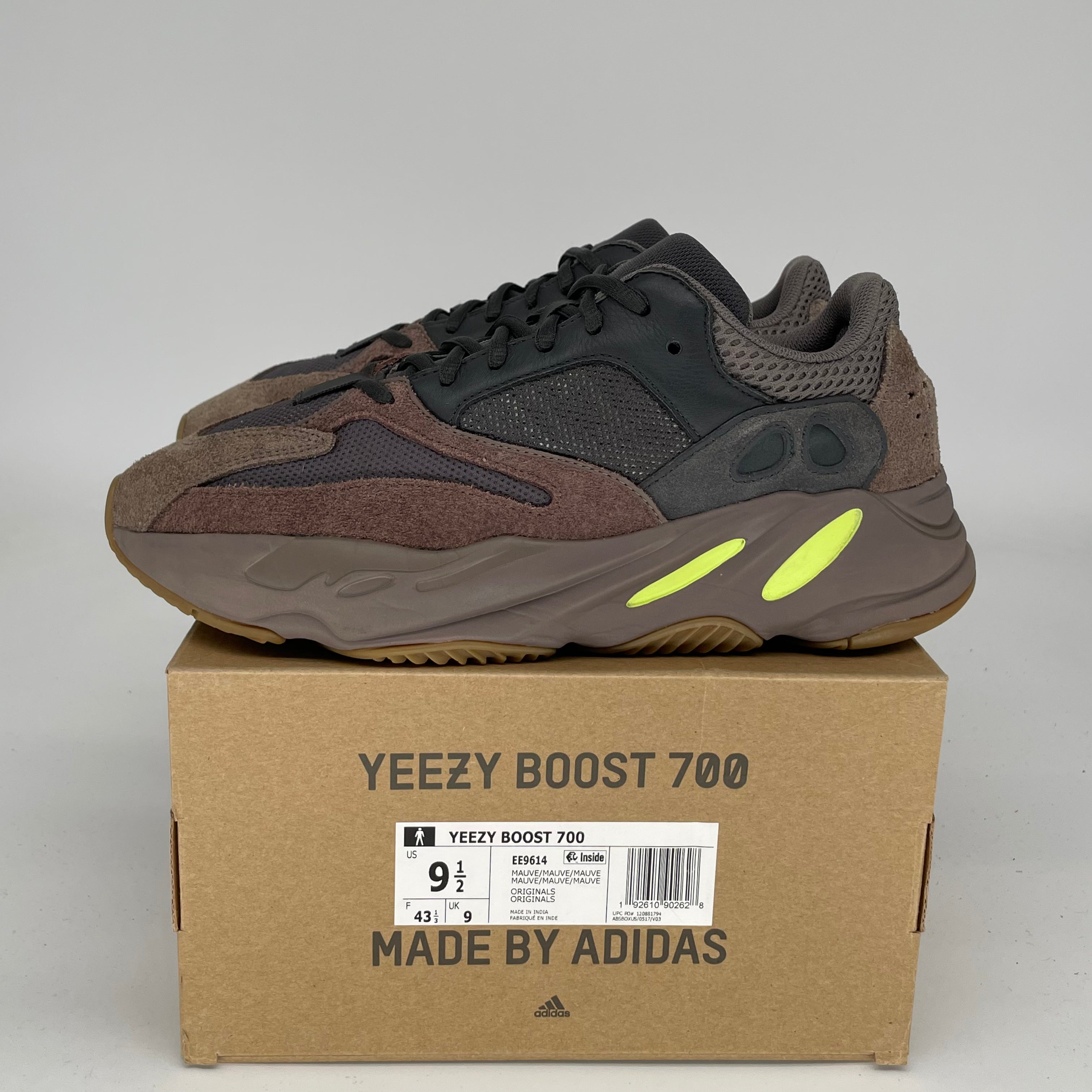 Adidas Yeezy 700 Mauve Sneakers - Men's Size 9.5 (EE9614) | Boost Cushioning & Retro Style for Running, Walking & Streetwear Fashion