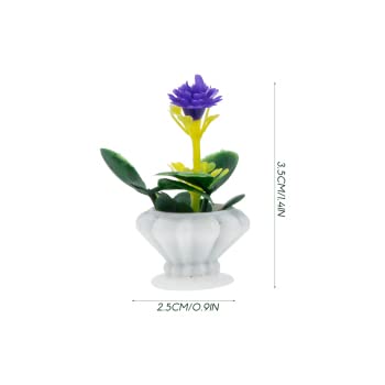 HANABASS 8 Pcs Mini Potted Flower Figurines - Realistic Dollhouse Plants for Miniature Garden & Micro Landscape - Perfect for DIY Dollhouse Decor, Fairy Garden Accessories, and Tabletop Displays