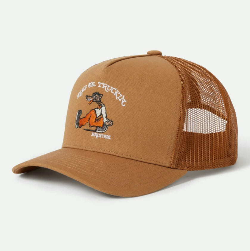 Brixton Stride Netplus Trucker Snapback Hat in Copper - Stylish & Breathable Cap for Men & Women - Perfect for Outdoor Activities, Sports & Casual Wear