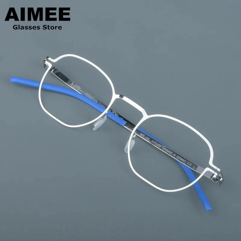Aimee Unisex Full Rim Polygon Square Screwless Steel Eyeglasses Frame 14149 - Trendy Geometric Glasses for Men & Women - Perfect for Work, Reading, and Fashion Accessories