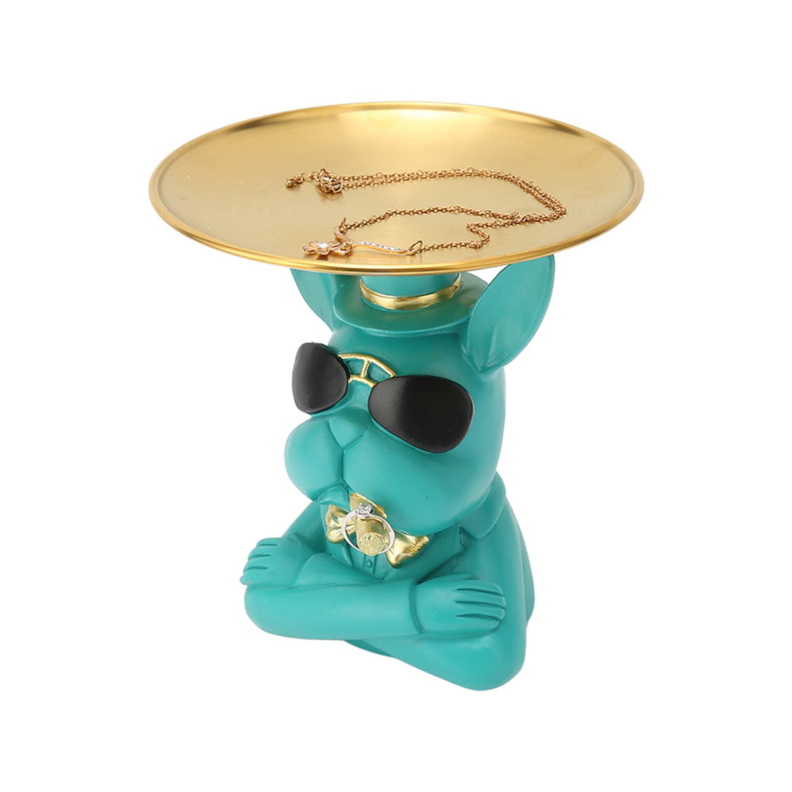 Bulldog Resin Storage Tray - Cute Animal Sculpture Key Holder, Jewelry & Earrings Organizer, French Bulldog Decor Candy Dish - Handcrafted Multifunctional Home Decor for Keys, Jewelry, Candy Display (Perfect for Living Room, Bedroom, Office Desk Decor)