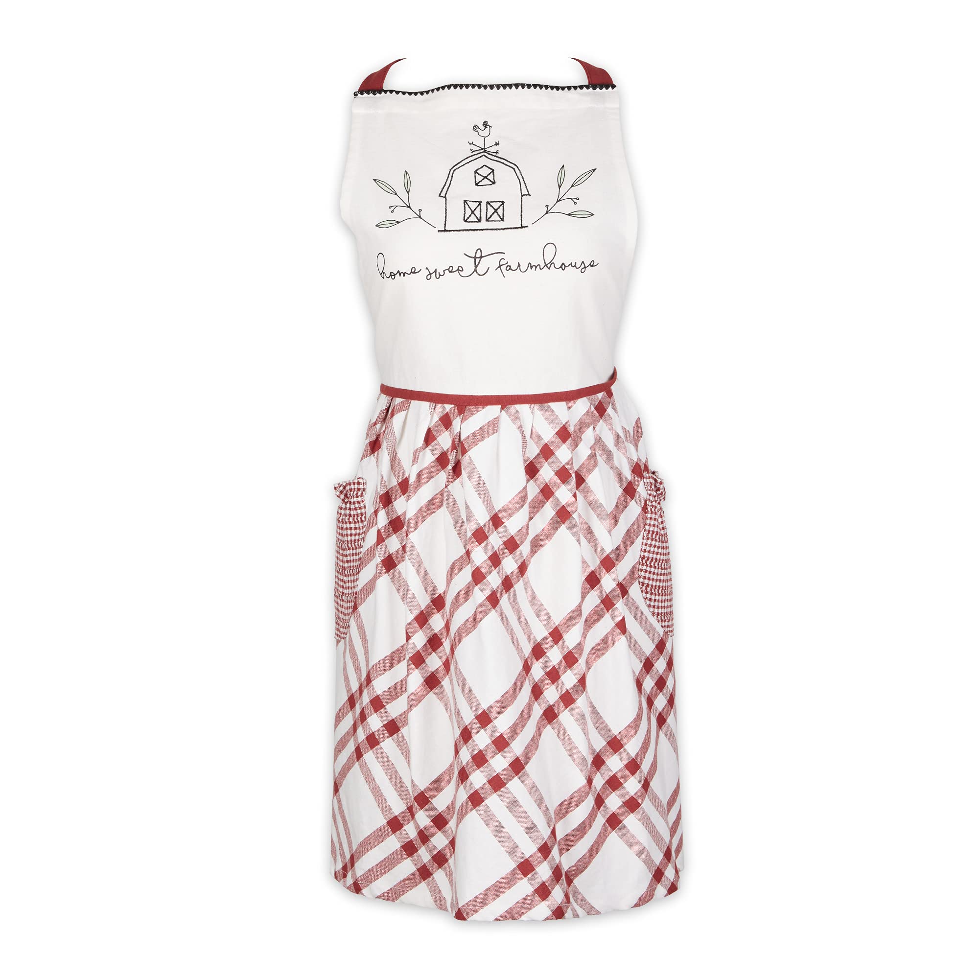 Farmhouse Kitchen Apron - Barn Red - DII Home Sweet Collection - Perfect for Cooking, Baking & Hosting