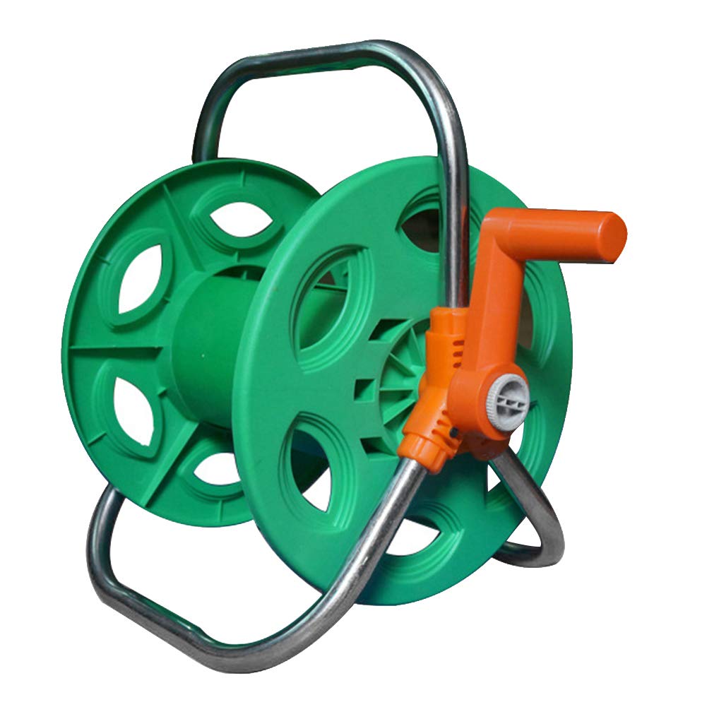 Portable Free Standing Hose Reel Without Hose - Outdoor Water Pipe Storage Rack with Handle for Easy Movement, Prevents Kinks & Tangles (Green) - Perfect for Garden, Yard, Garage and RV Water Hose Organization
