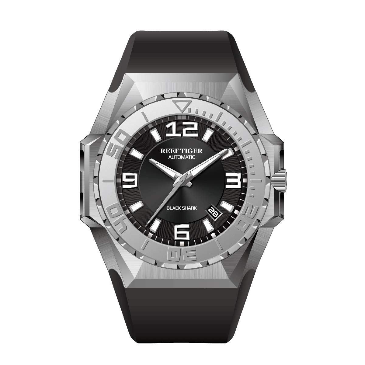 REEF TIGER RT RGA6903 Men's Automatic Diving Watch - Blue Dial, Stainless Steel Case, Sport Mechanical Watch for Swimming, Diving & Outdoor Activities