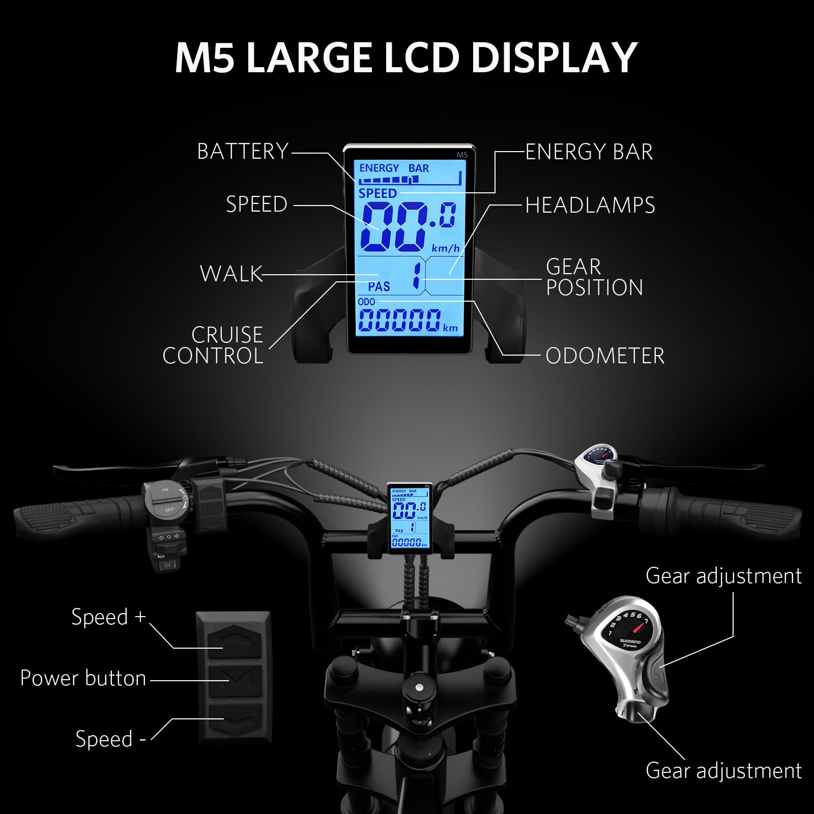 V8 Electric Bike for Adults - 750W Brushless Motor Fat Tire E-Bike, 48V 15Ah Removable Battery, 20