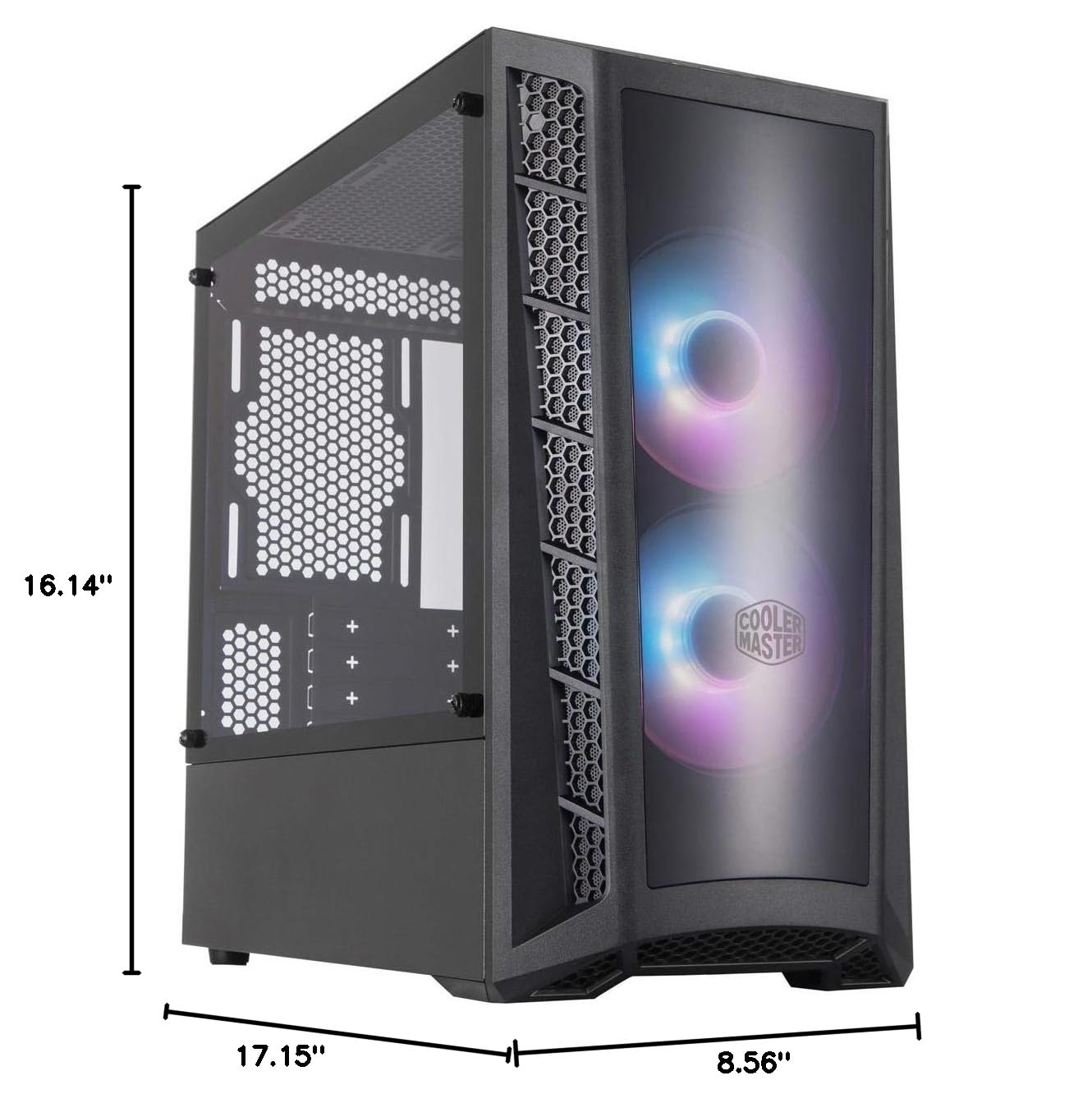 Cooler Master MasterBox MB320L ARGB Micro-ATX PC Case with Dual ARGB Fans, DarkMirror Front Panel, Mesh Intake Vents & Tempered Glass Side Panel - Ideal for Gaming Rigs and Custom PC Builds