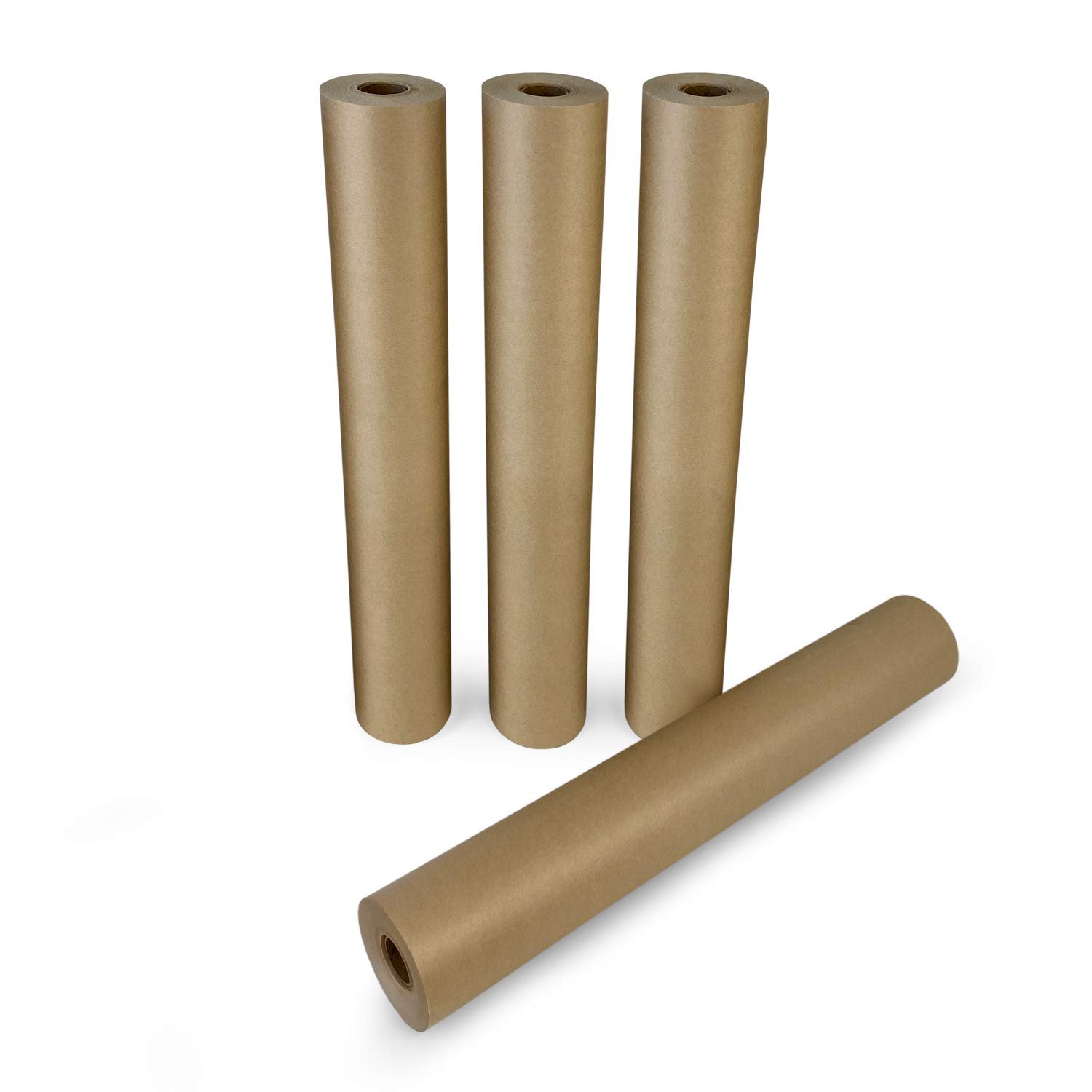 18x2160 Inch Brown Kraft Paper Roll (4 Pack) - 30lb Thick Recycled Wrapping Paper for Shipping, Packing, Moving & DIY Crafts - Eco-Friendly Packaging Material by IDL Packaging - Perfect for Gift Wrapping, Parcel Protection & Art Projects