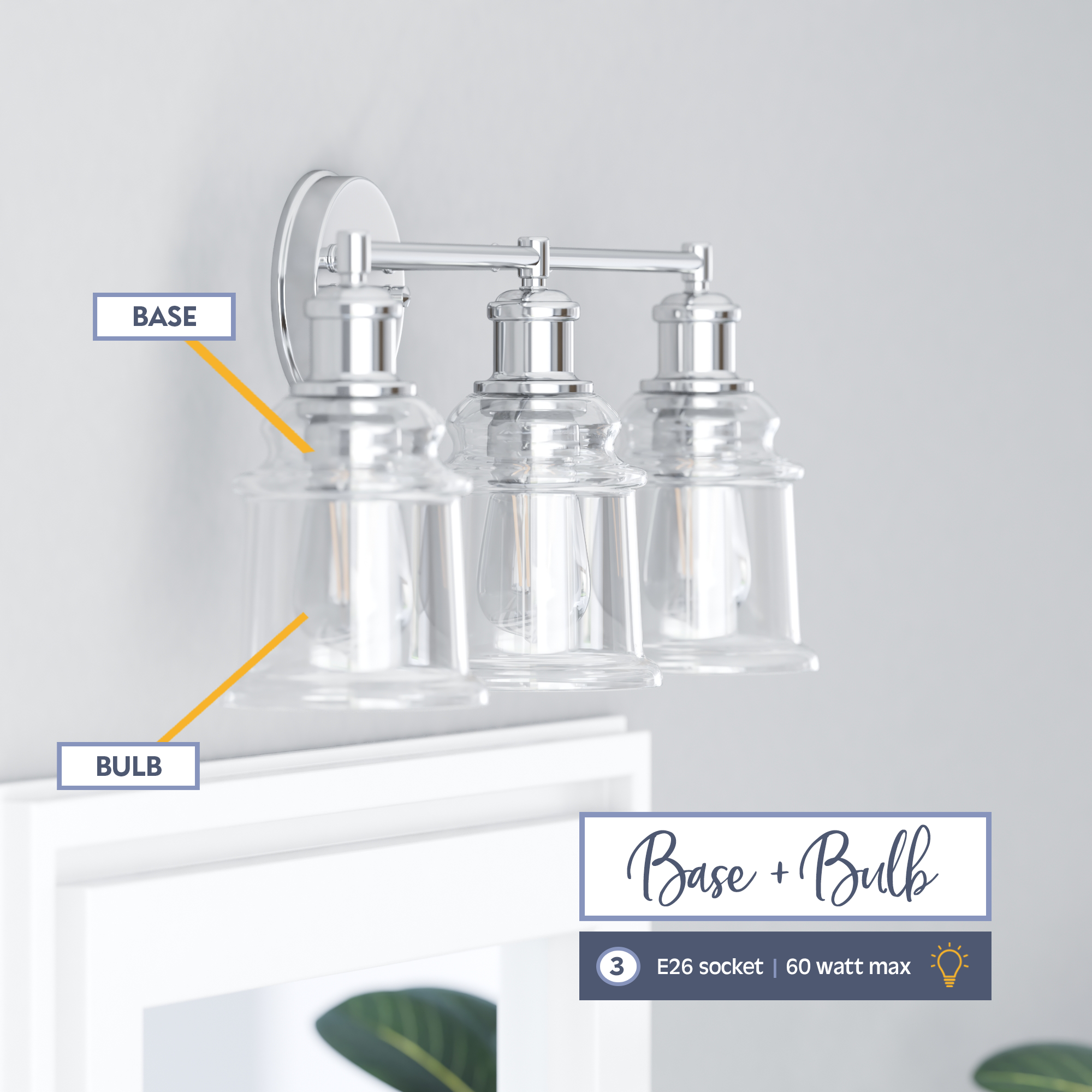 Eaton Ridge Brushed Nickel Vanity Light - 3-Light Bathroom Wall Sconce for Bedroom & Dressing Room Makeup Mirror Lighting