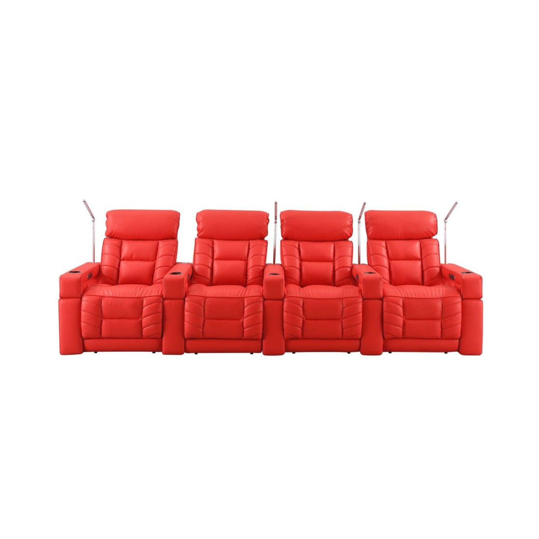 RowOne 4-Piece Recliner Set - Ultra Soft Fabric Sectional Sofa with Cup Holders and USB Ports | Perfect for Living Room, Home Theater, and Family Gatherings